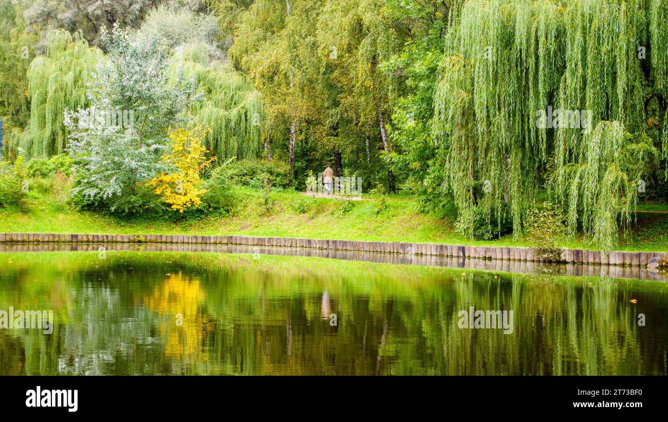 Early fall scene in a park in Moscow, Russia Stock Photo