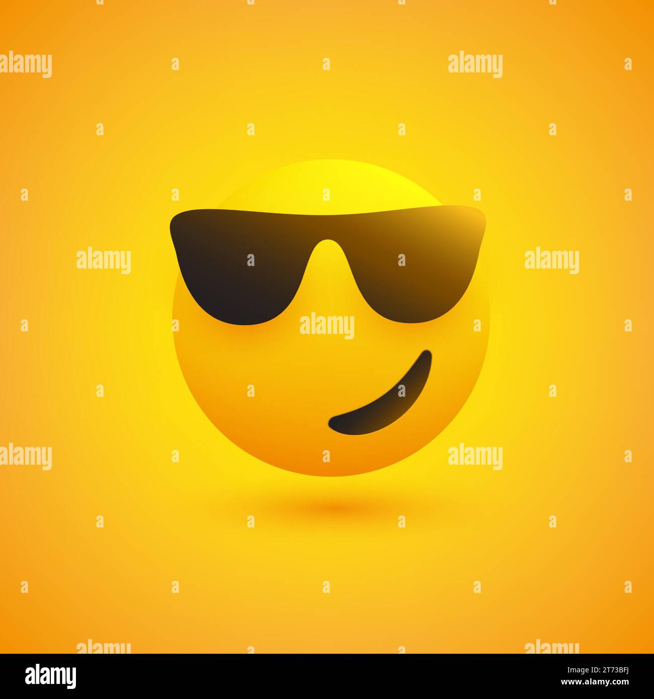 Smiling Emoji with Sunglasses on Yellow Background - Vector Design ...