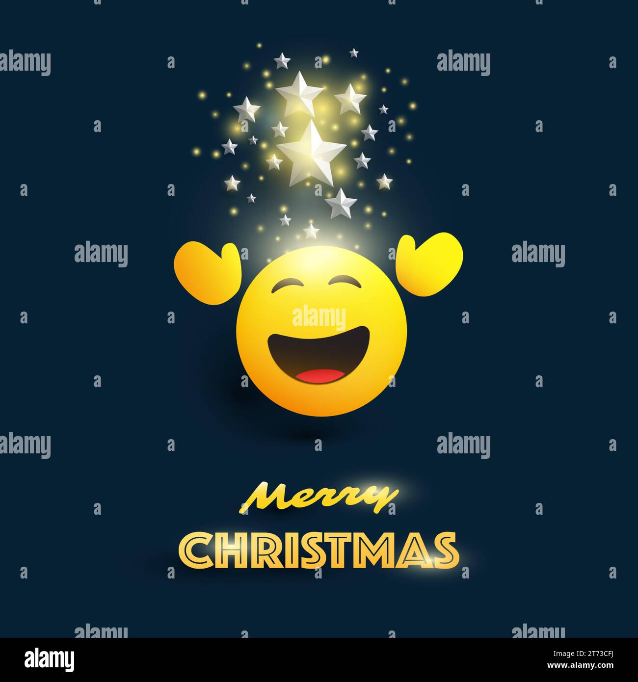 Merry Christmas! - Smiling Emoji with Red Santa Hat and Hands Up - Card ...