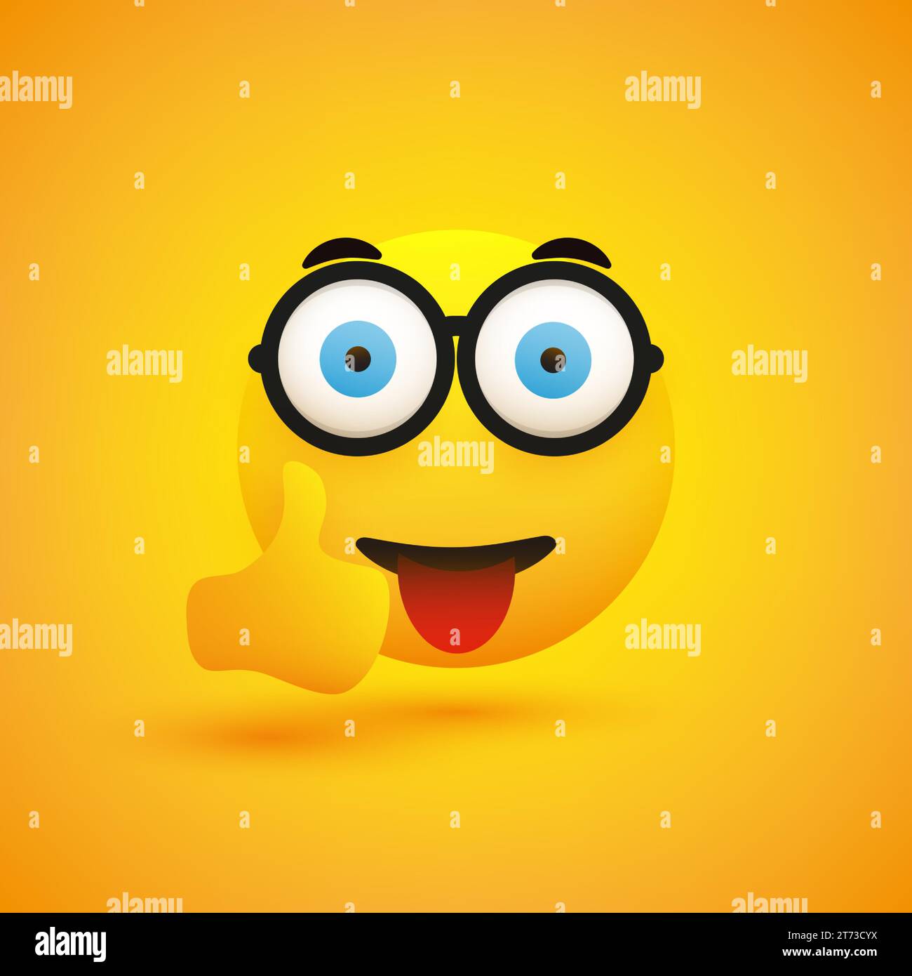 Surprised, Smiling Emoji with Glasses, Pop Out Wide Open Eyes and Stuck