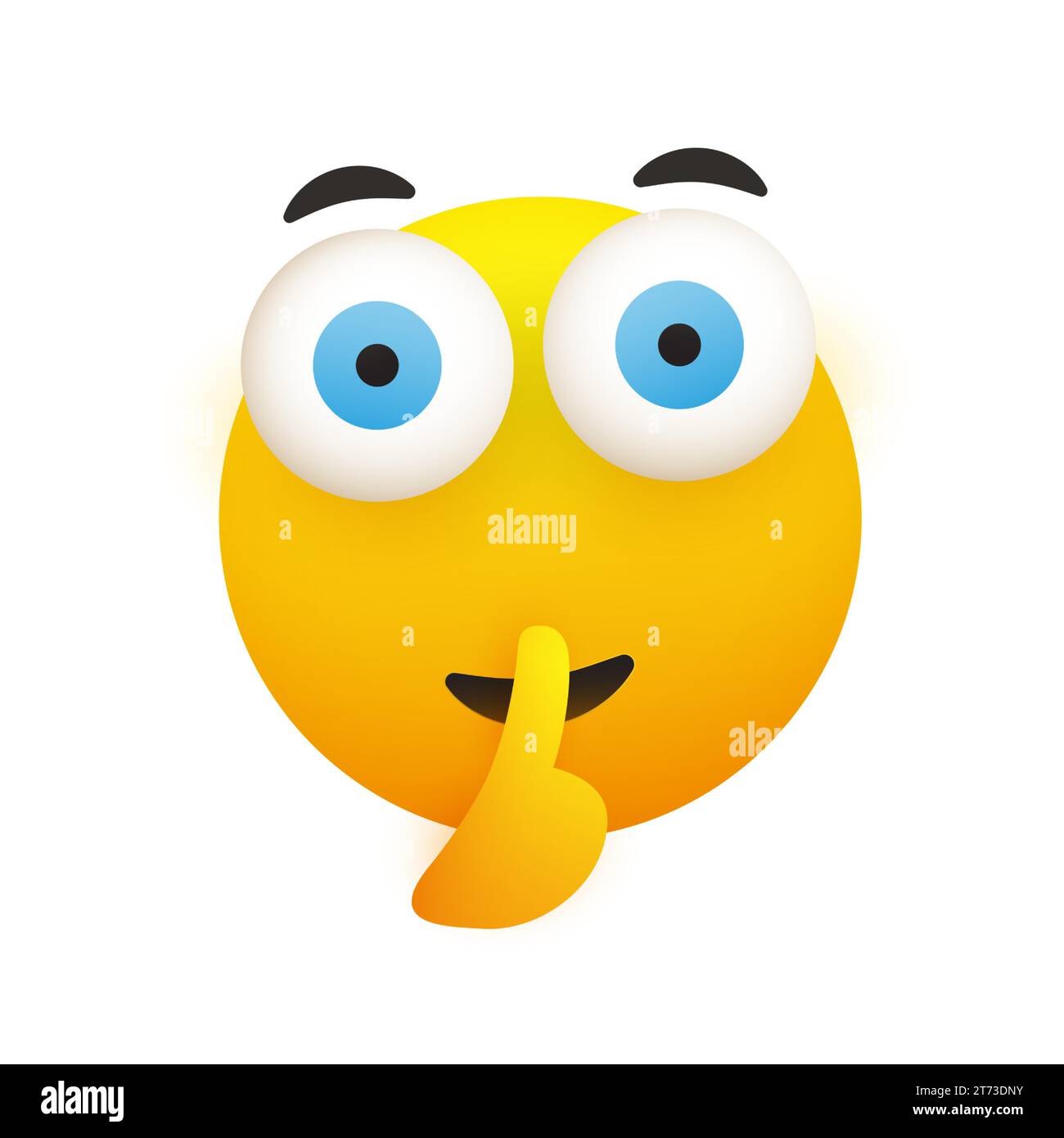 Serious Looking Emoji Face Gestures, Finger on Lips, Showing Warning