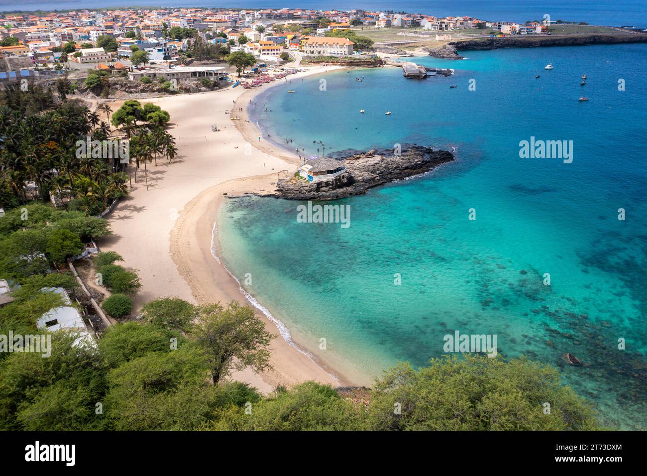 Aerial View Of Tarrafal Beach In Santiago Island In Cape Verde Cabo Aerial View Of Tarrafal Beach In Santiago Island In Cape Verde Cabo