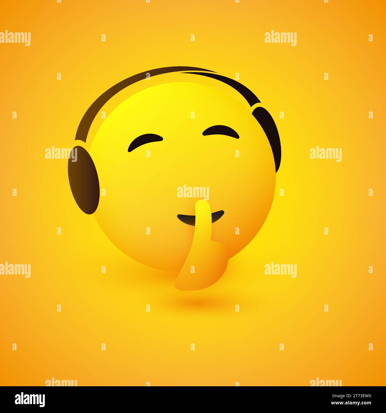 Be Quiet! Face with Finger on Mouth Listening to Music, Gesturing