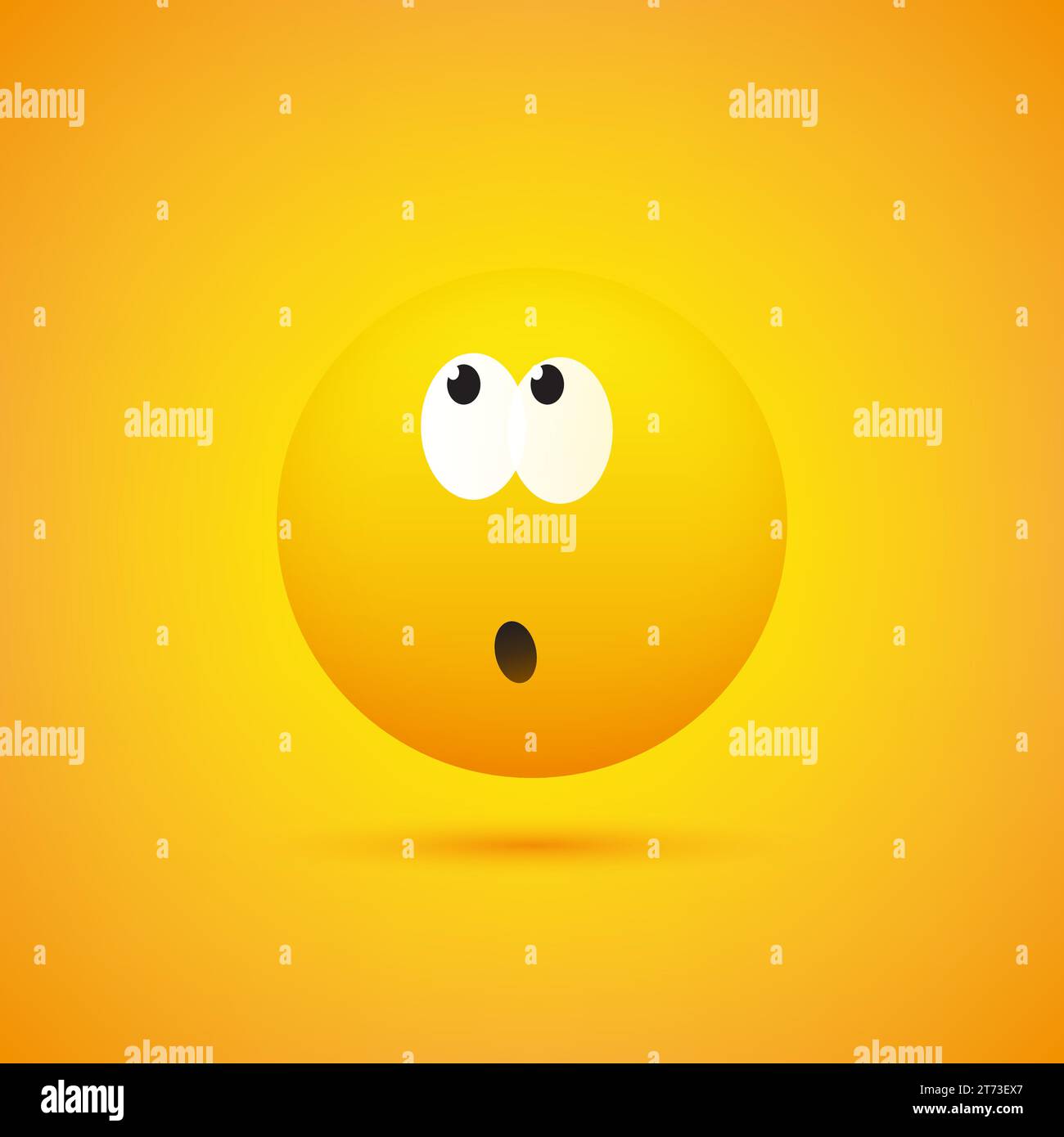 Wondering, Pondering, Ashamed, Embarassed Smiley Face, Emoji with Open Eyes Looking Up - Done Some Mistake - Simple Funny Emoticon, on Yellow Backgrou Stock Vector