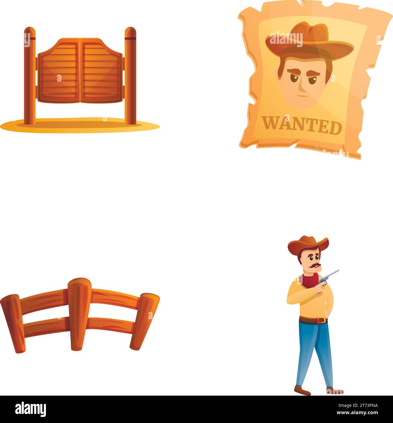 Wild west icons set cartoon vector. American old west. History Stock Vector