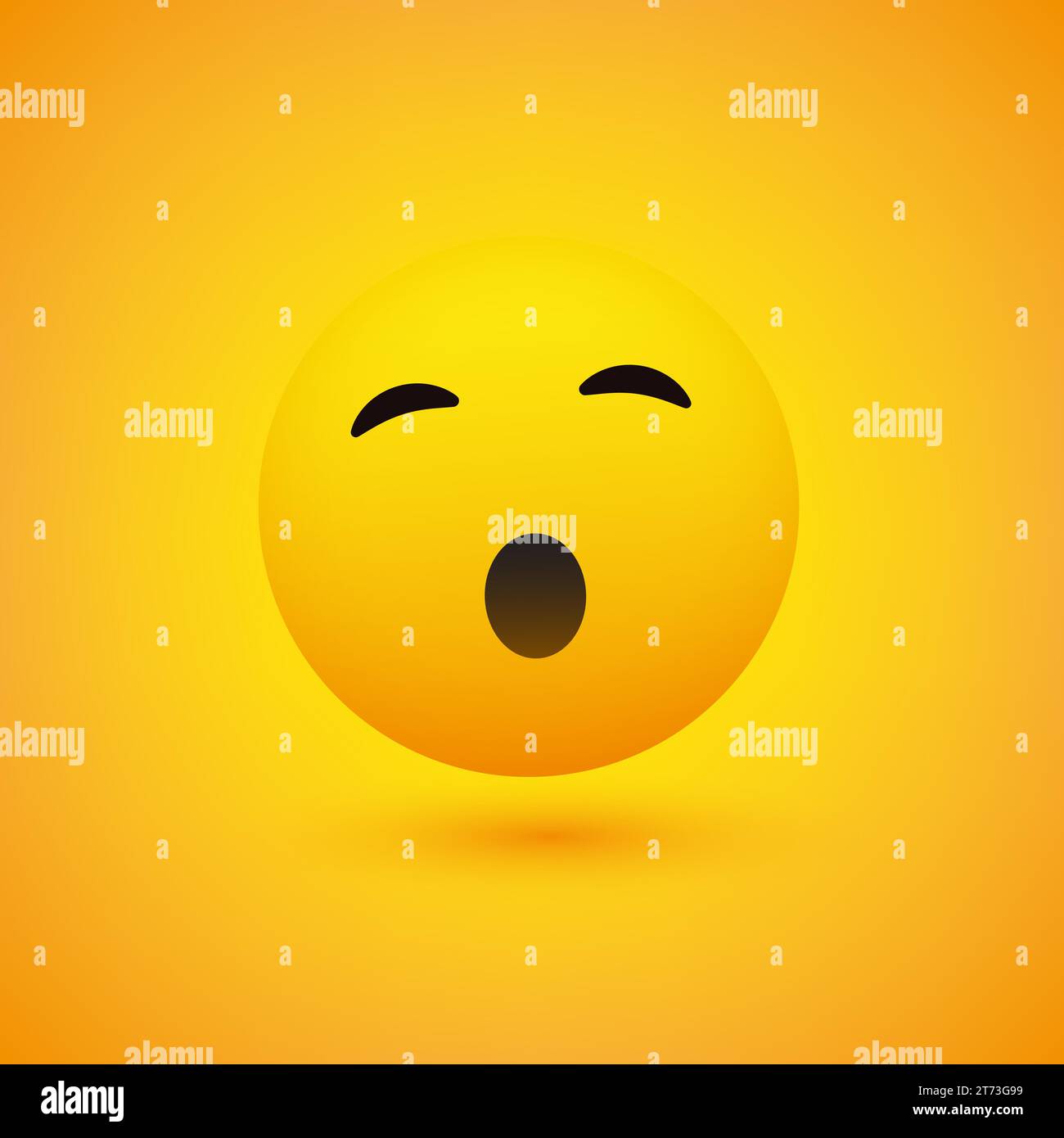 Sleepy Emoji Vector Illustration - Yawning Face with Open Mouth, Emoji ...