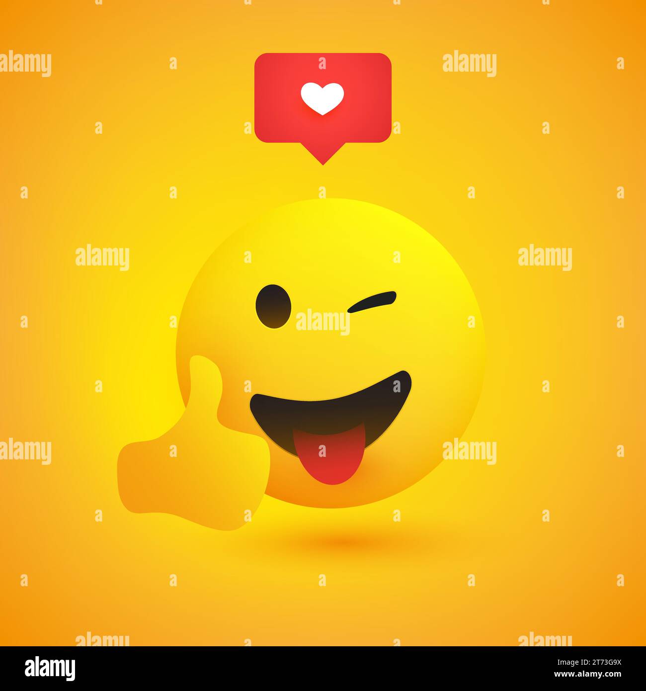 Smiling and Winking Cheerful Emoji with Tongue Out, Showing Thumbs Up