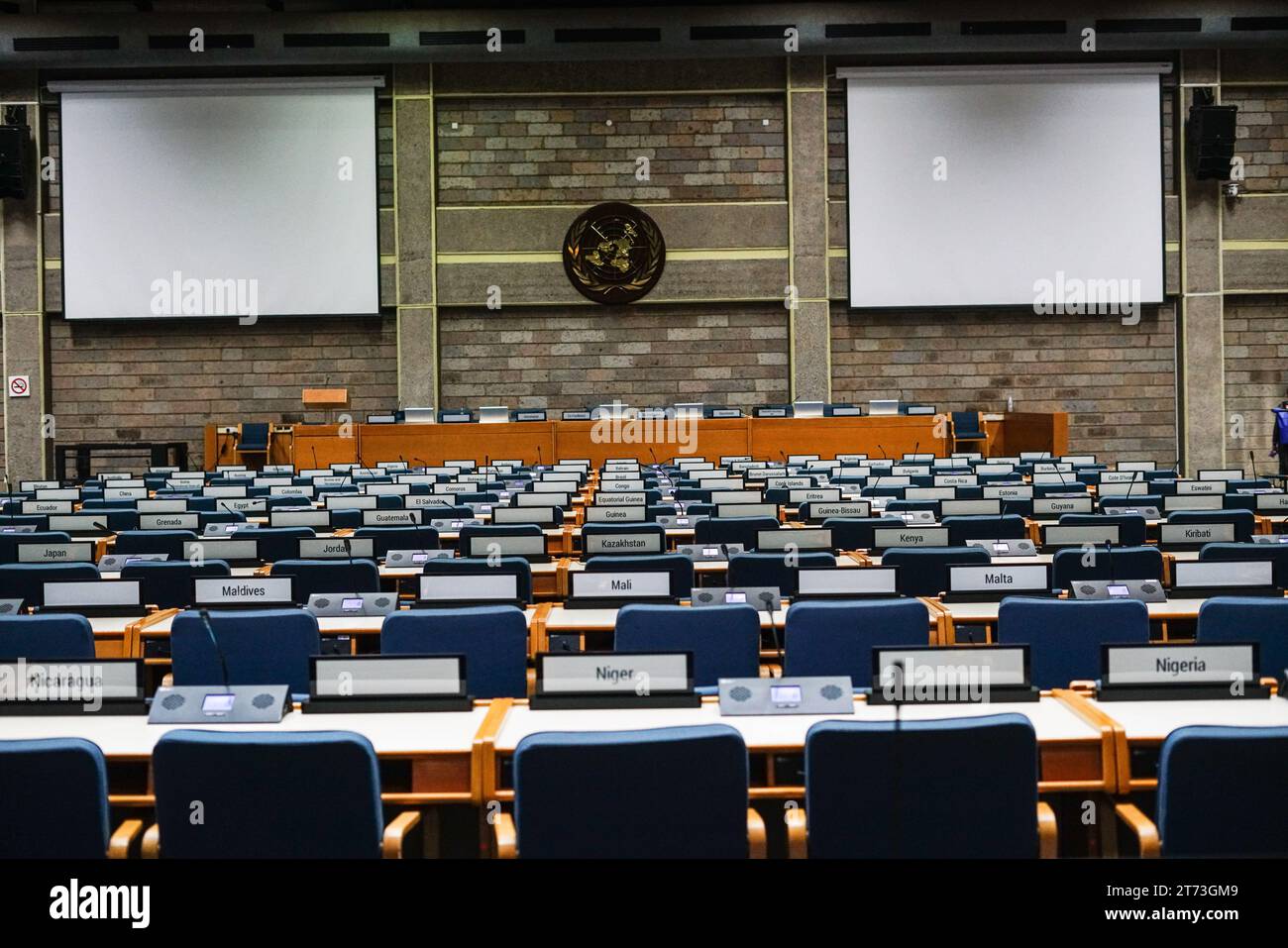 Nairobi, Kenya. 12th Nov, 2023. General view of UNEP HQ Conference hall