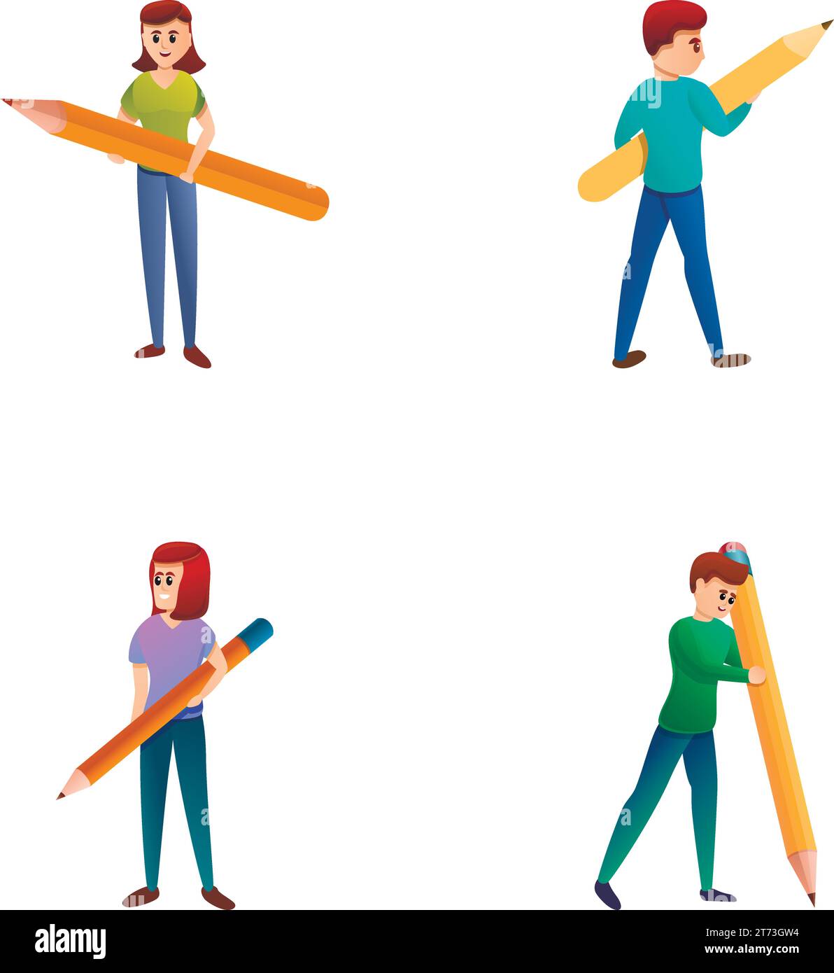 drawing-icons-set-cartoon-vector-man-and-woman-holding-big-pencil