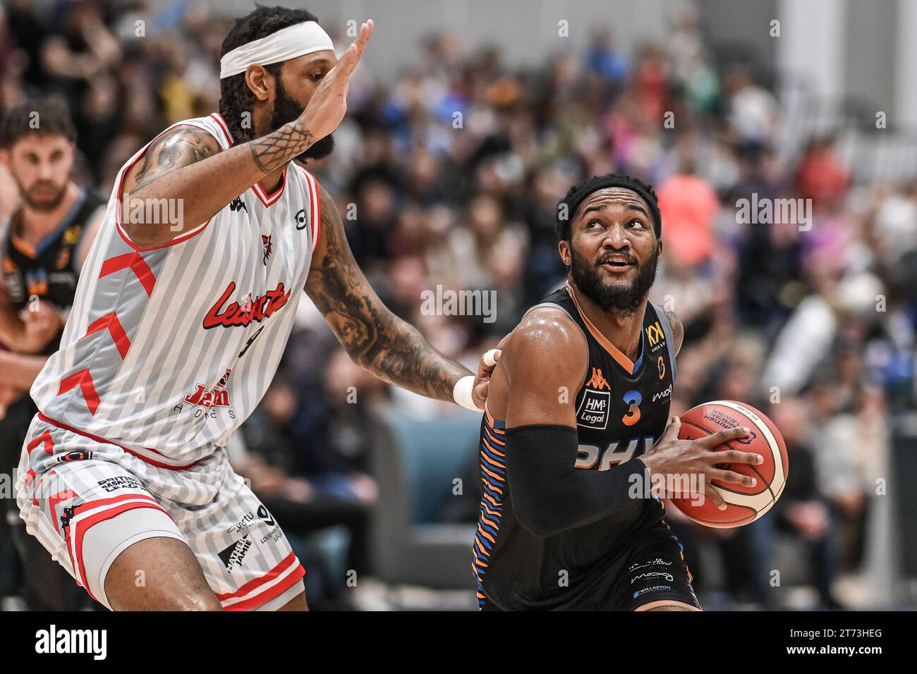LaQuincy Rideau of Cheshire Phoenix in action during the British Basketball Championship match Cheshire Phoenix vs Leicester Riders at Ellesmere Port Sports Village, Ellesmere Port, United Kingdom, 12th November 2023 (Photo by Craig Thomas/News Images) Stock Photo