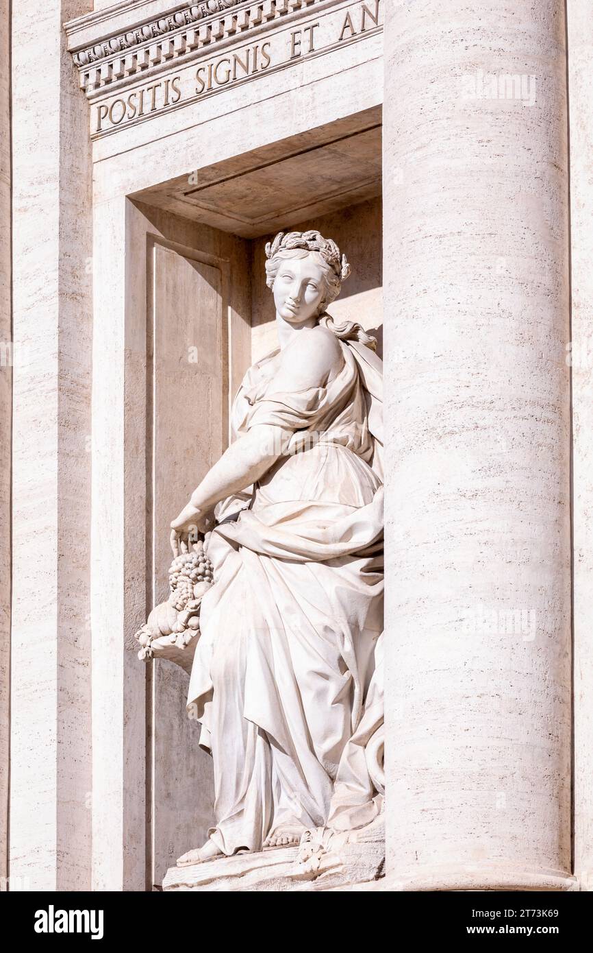 Statue of Abundance, Trevi Fountain, Rome, Lazio, Italy Stock Photo