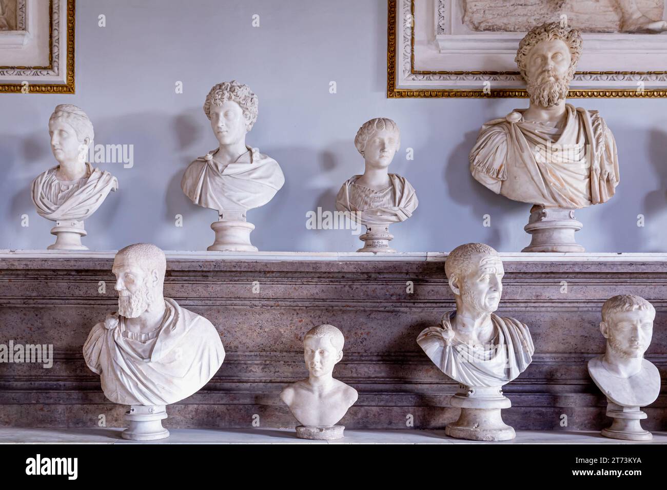 Roman busts, Palazzo Nuovo, The Capitoline Museums, Rome, Lazio, Italy Stock Photo