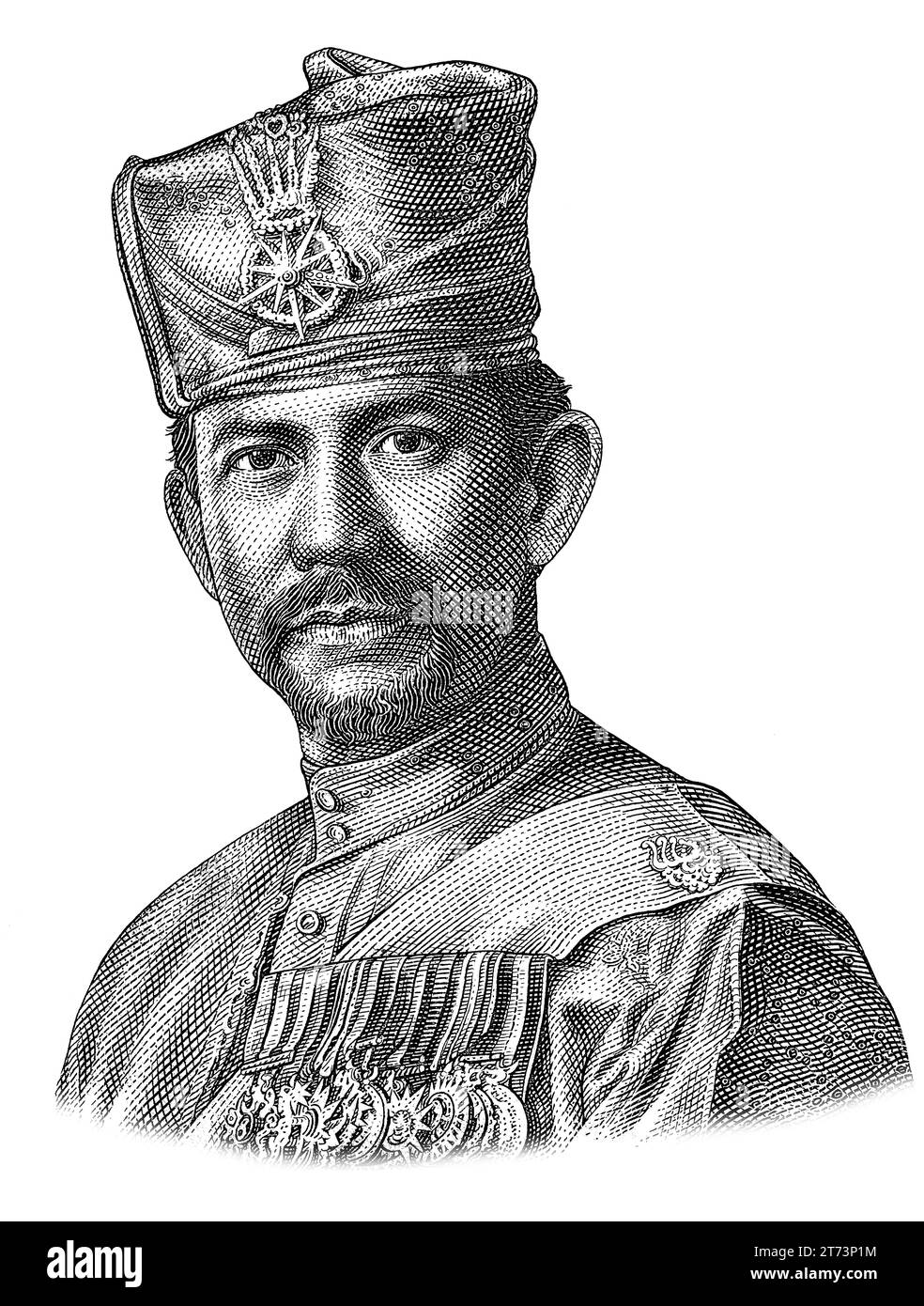 His Majesty Sultan Haji Hassanal Bolkiah in military uniform. Portrait