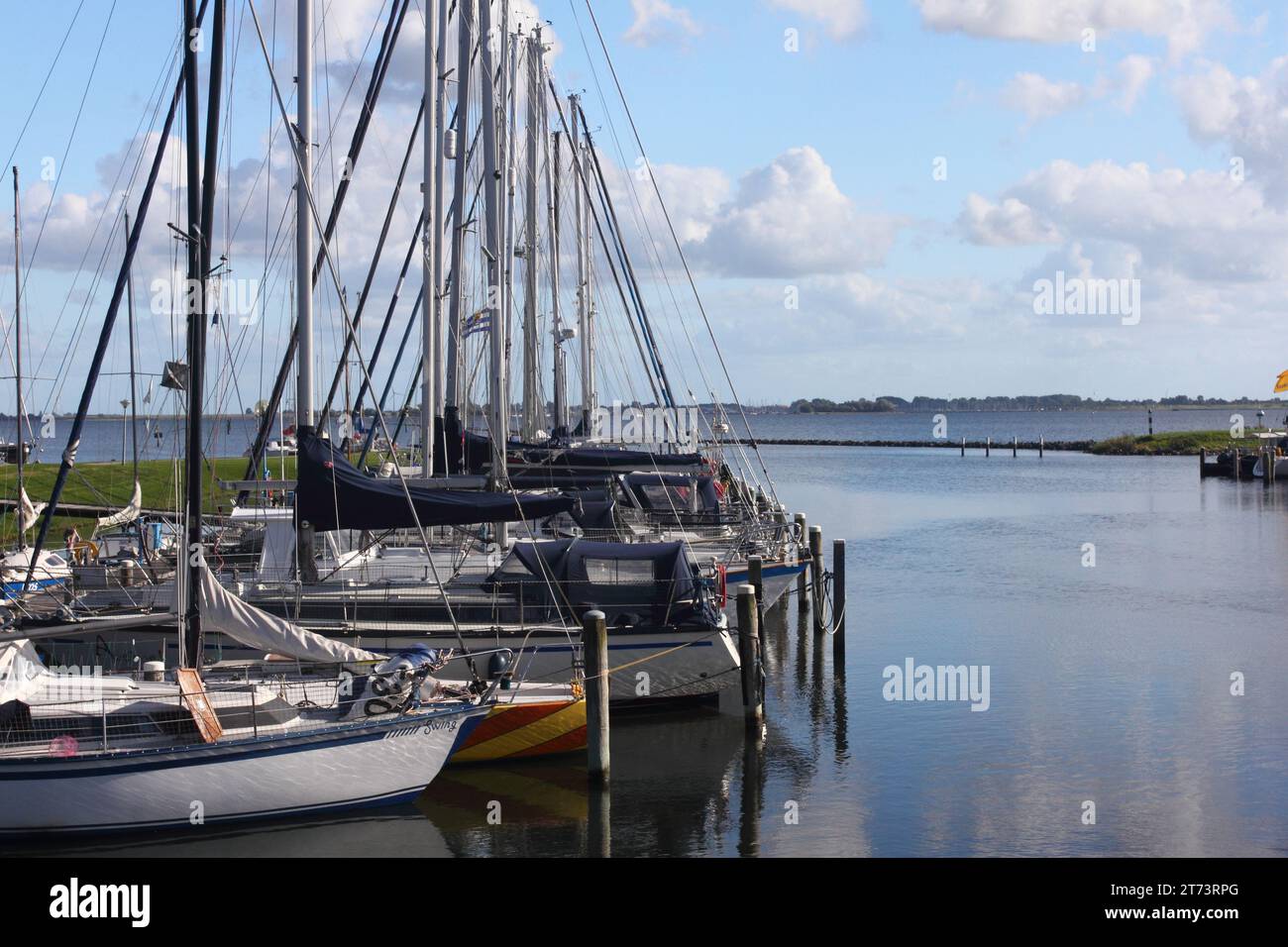 The small harbour of sailing boats in Herkingen, Netherlands Stock Photo
