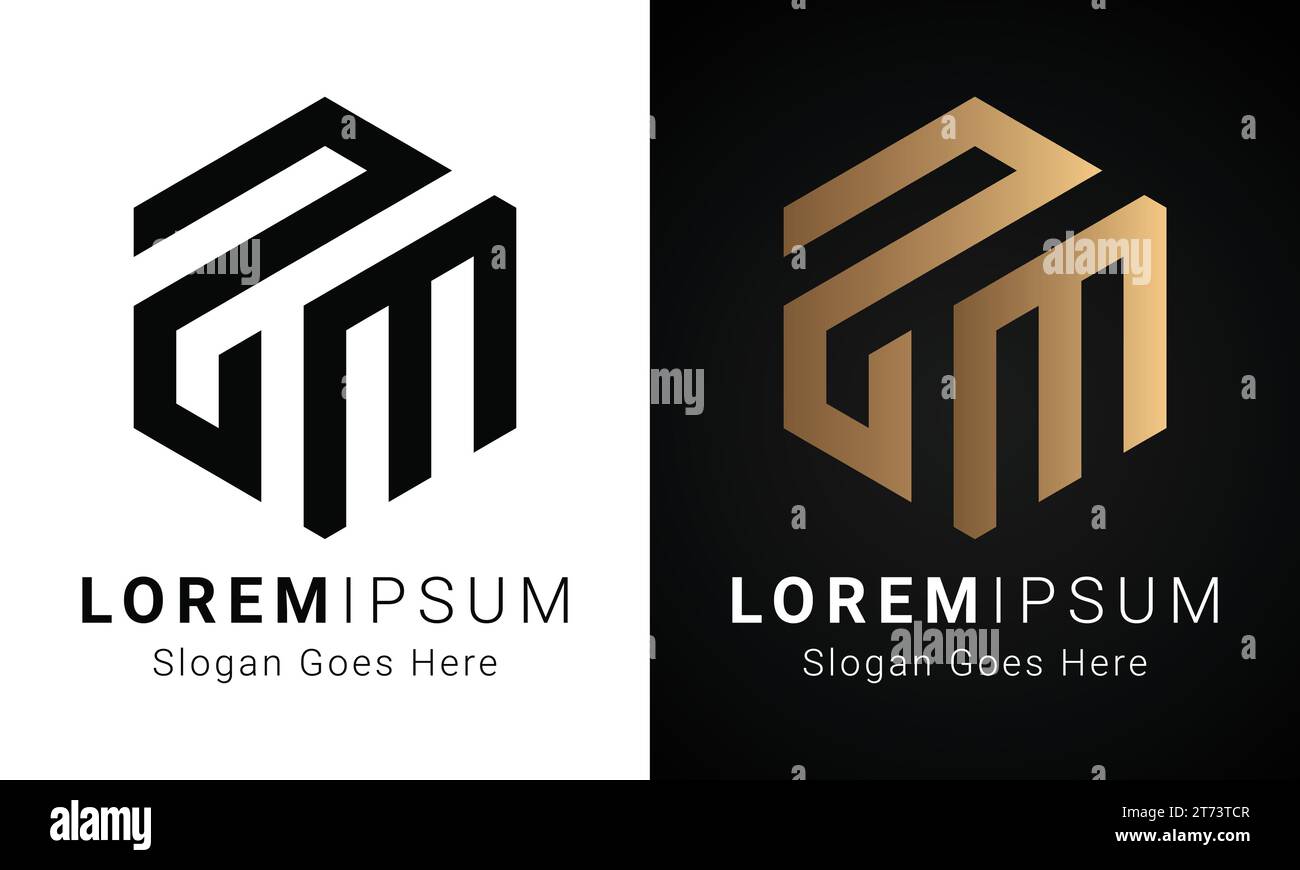 Luxury Initial MS or SM Monogram Text Letter Logo Design Stock Vector