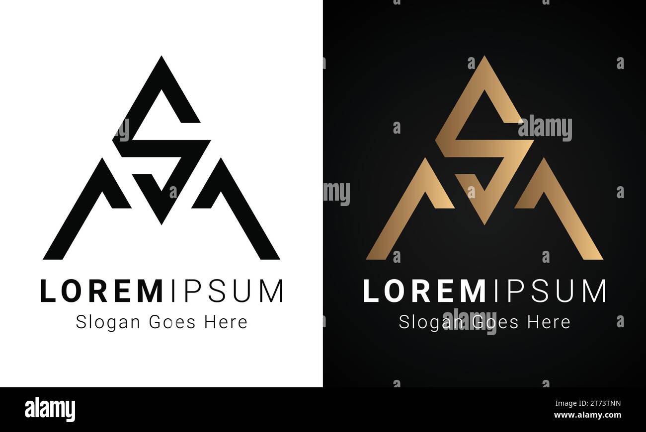 Luxury Initial MS or SM Monogram Text Letter Logo Design Stock Vector