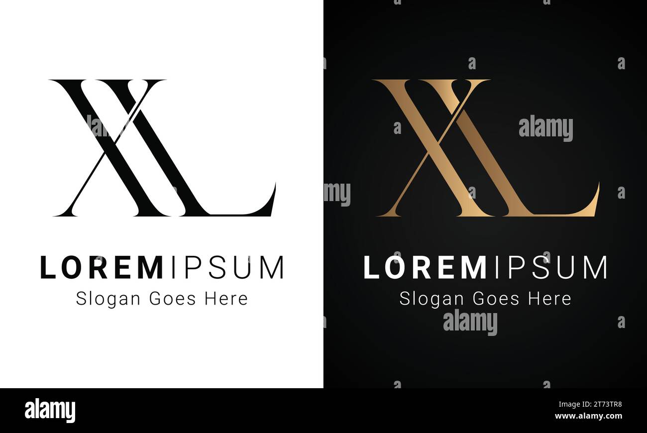 Luxury Initial XL or LX Monogram Text Letter Logo Design Stock Vector