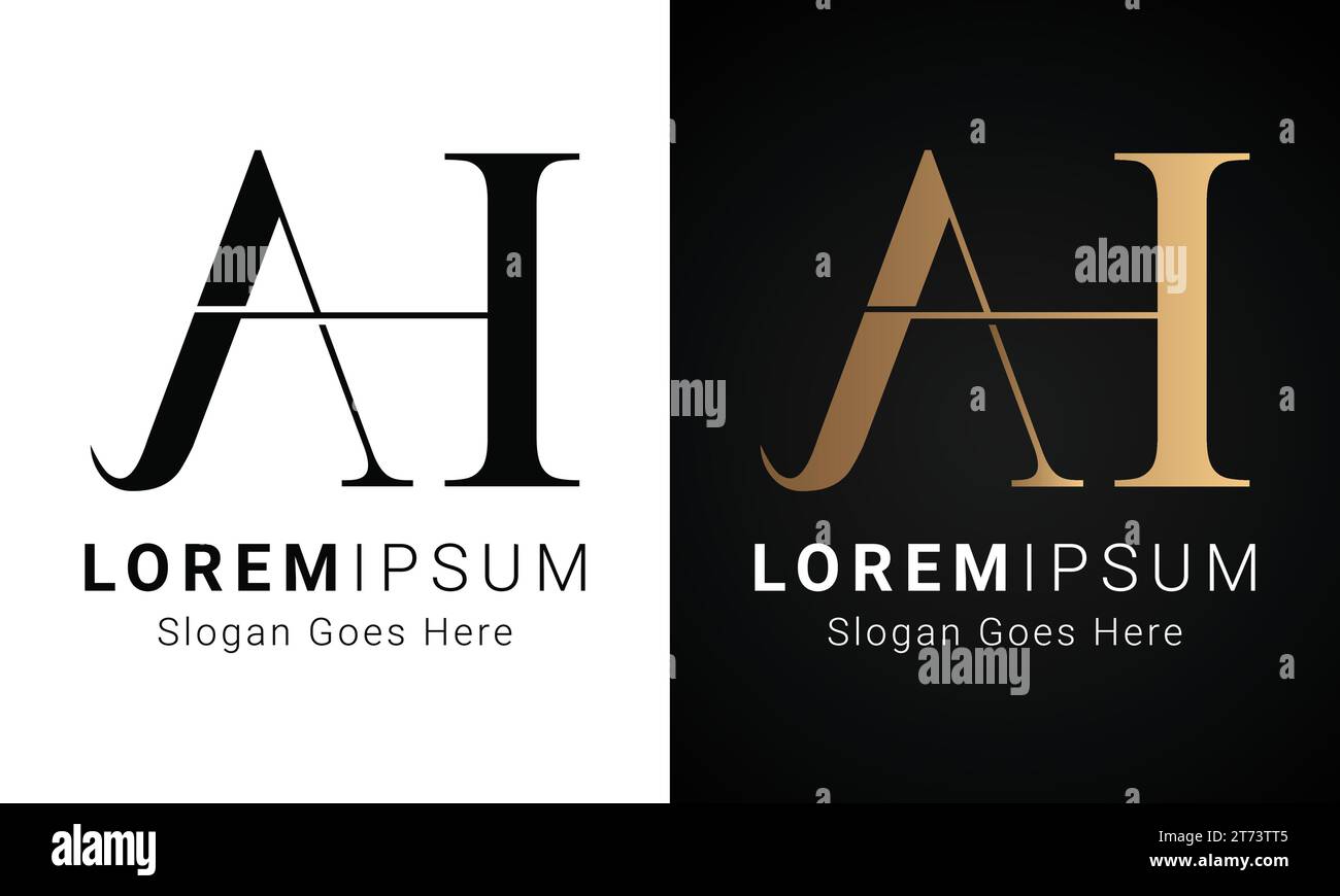 Luxury Initial AH or HA Monogram Text Letter Logo Design Stock Vector