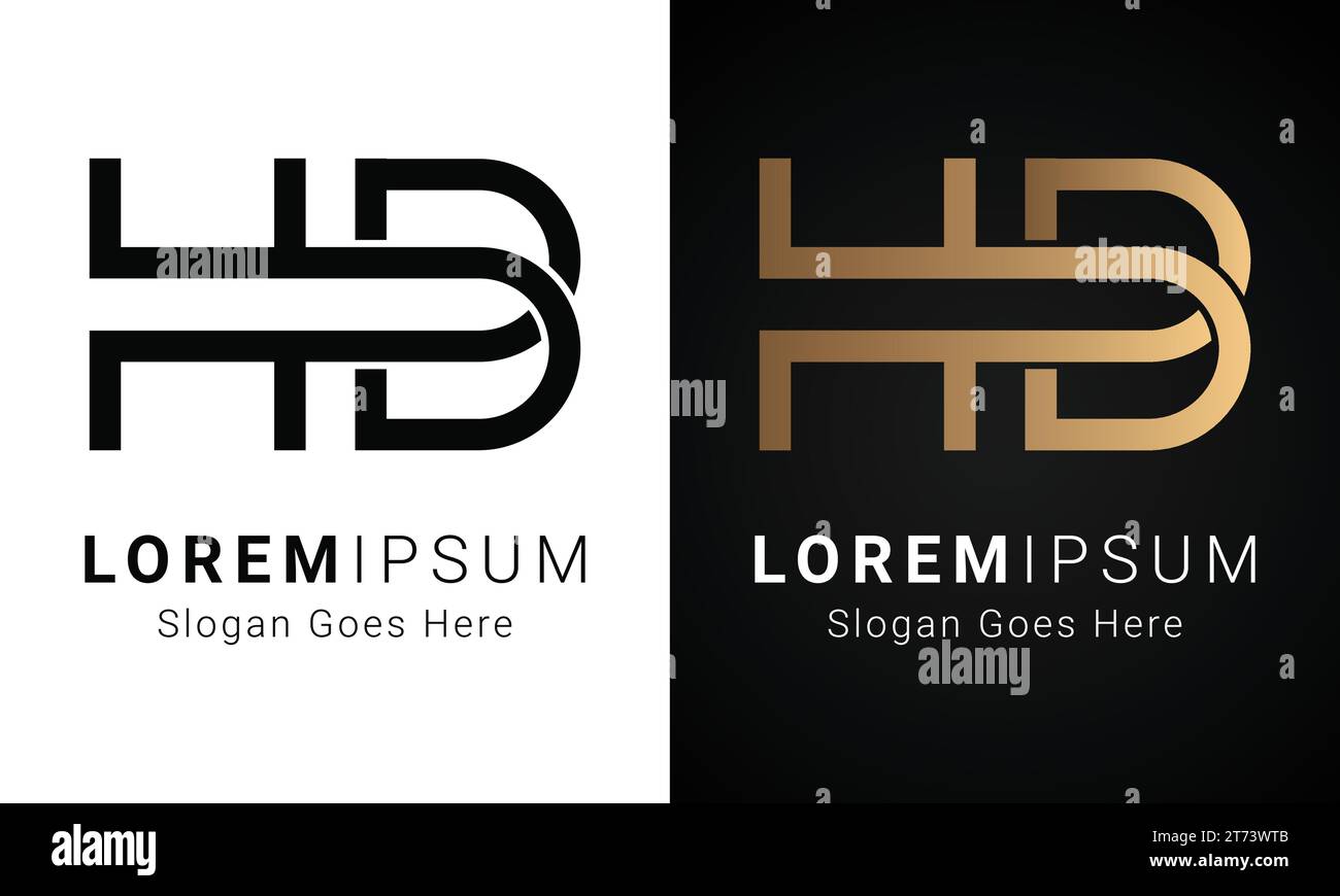 Luxury Initial HB or BH Monogram Text Letter Logo Design Stock Vector