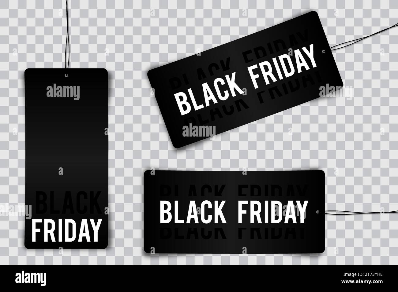 Black friday tag rectangular banner and the rope hanging on transparent ...