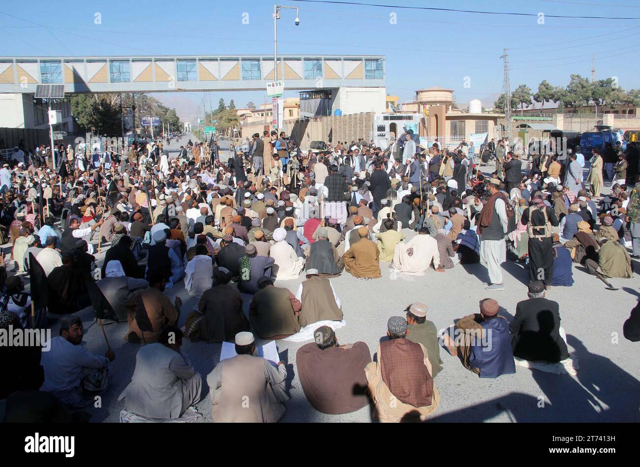 Members of Zamindar Action Committee are holding protest demonstration against prolong electricity load shedding and non-availability of water, held in Quetta on Monday, November 13, 2023. Stock Photo