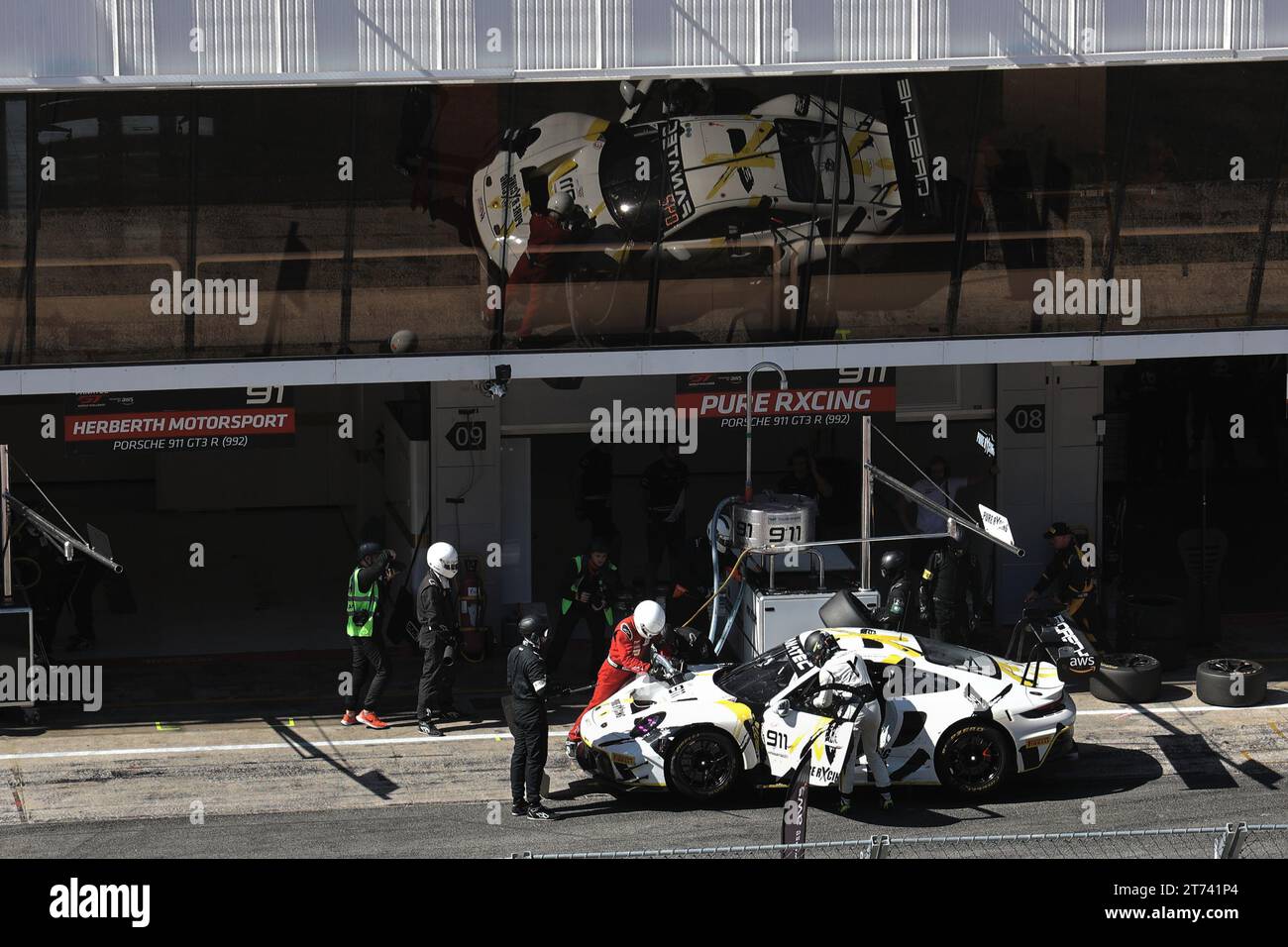 Pit stops in the Pit Lane at Festival of Speed (Festival de Velocidad)motor racing event at Circuit of Catalonia, Barcelona, Spain - 30 September 2023 Stock Photo