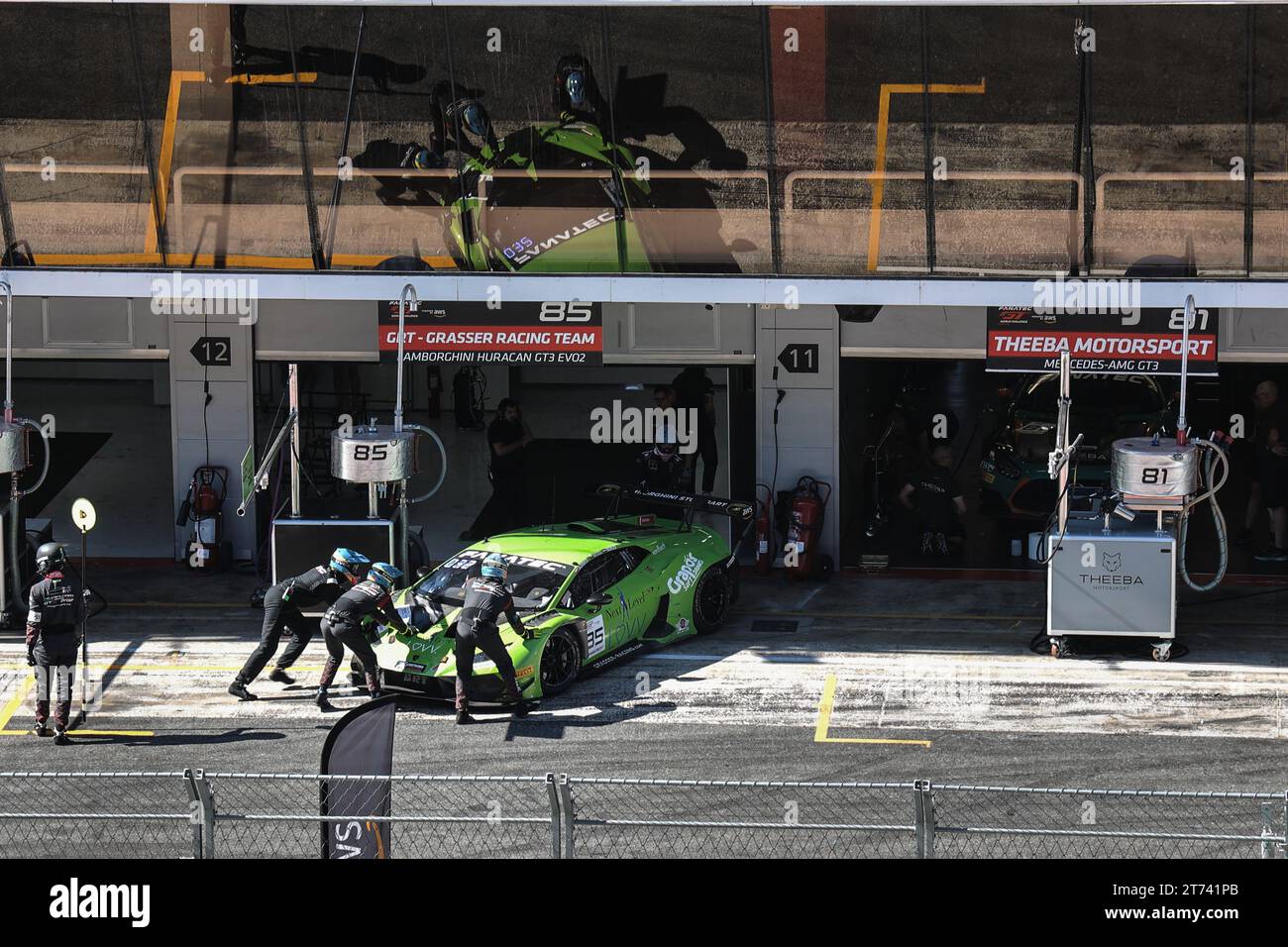 Pit stops in the Pit Lane at Festival of Speed (Festival de Velocidad)motor racing event at Circuit of Catalonia, Barcelona, Spain - 30 September 2023 Stock Photo
