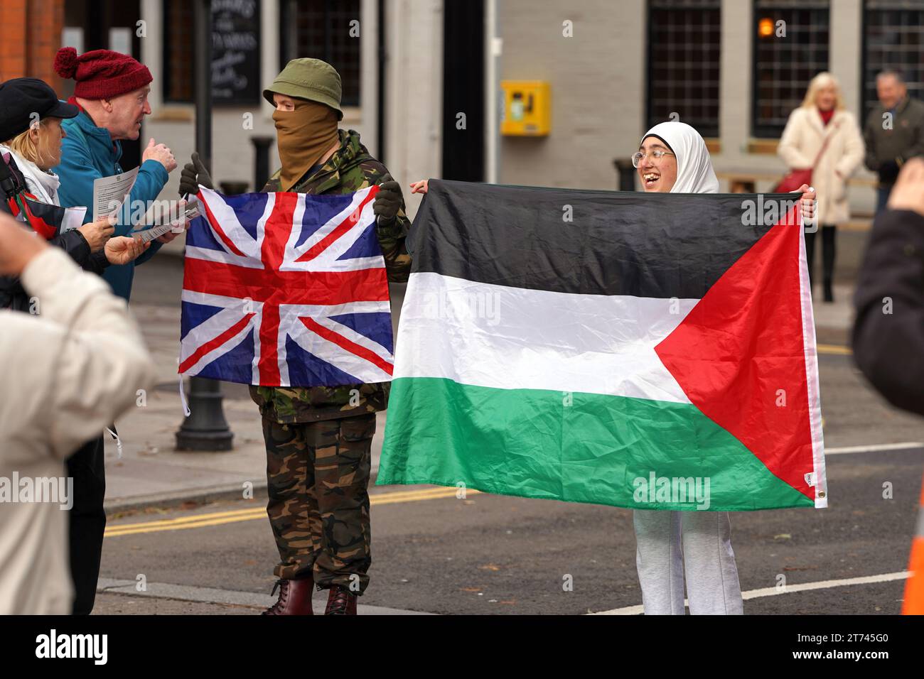 Protest and Counter Protest at the Pro Palestine March in Cardiff City
