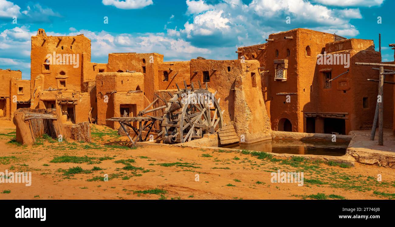 Mongolian empire. Panorama of the capital of the Golden Horde - the city of Sarai Batu. Stock Photo