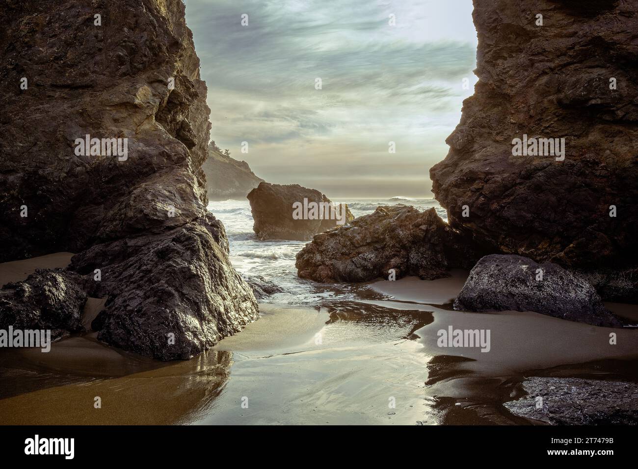 Rocks on a beach in California, California dreaming Stock Photo