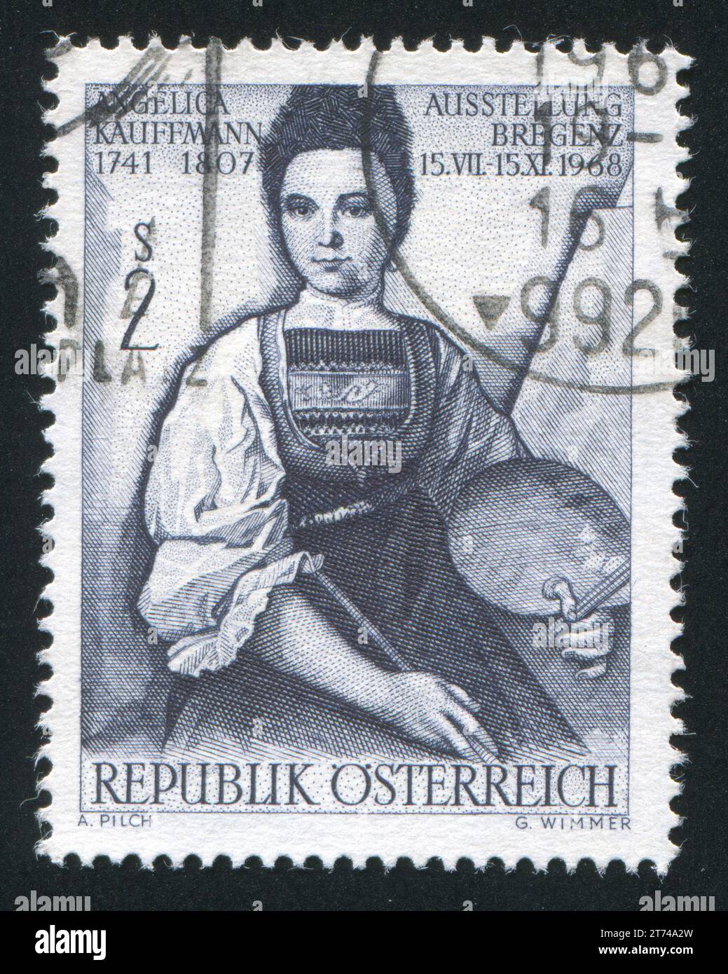 AUSTRIA - CIRCA 1968: stamp printed by Austria, shows Angelica Kaufmann, circa 1968 Stock Photo