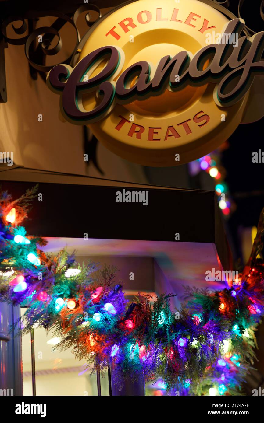 Disney California Adventure Cars Land Christmas Lights Stock Photo Alamy