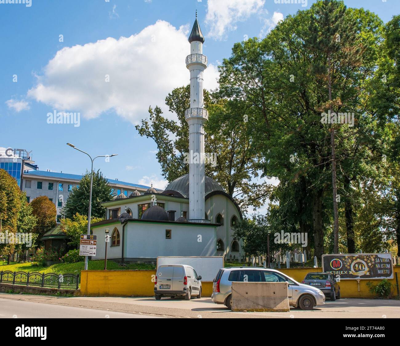 Prnjavor, Bosnia - September 4th 2023. Prnjavor City Mosque, Gradska Dzamija, in the centre of Prnjavor in the Banja Luka region of Republika Srpska Stock Photo