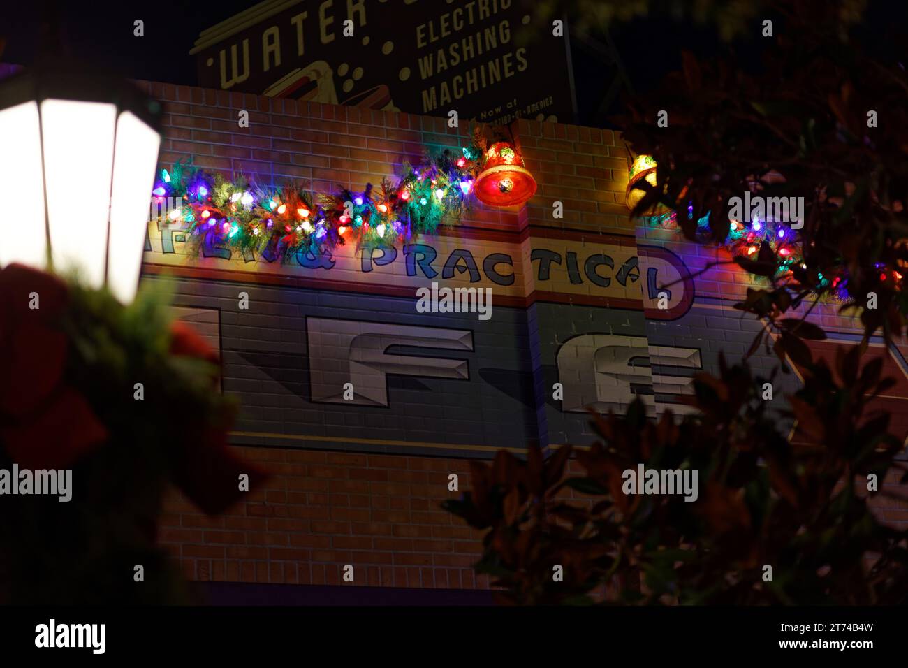Disney California Adventure Cars Land Christmas Lights Stock Photo Alamy