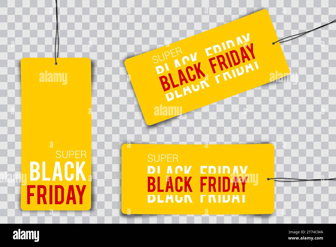 Black friday tag rectangular banner and the rope hanging on transparent ...