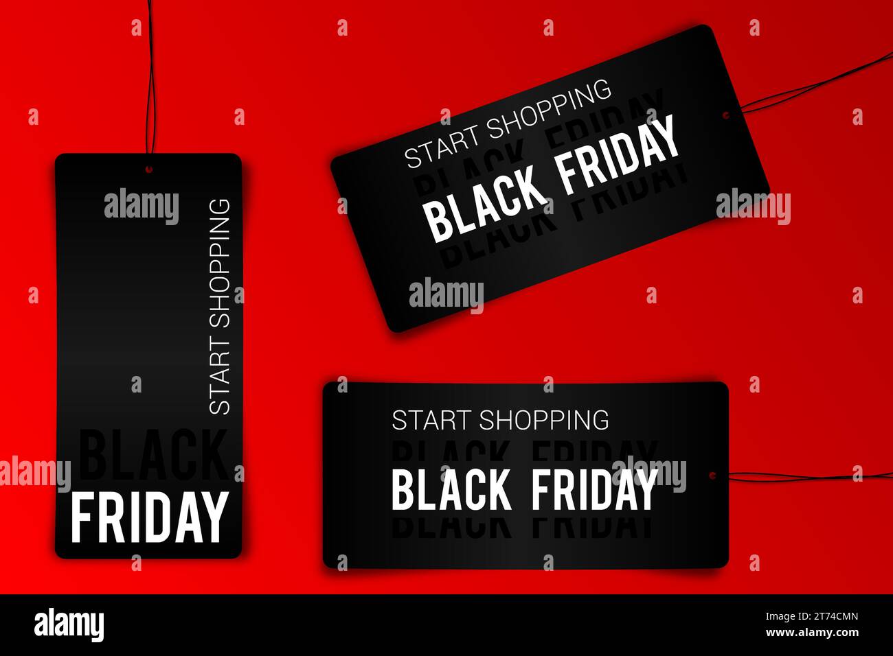 Black friday tag rectangular banner and the rope hanging on transparent ...