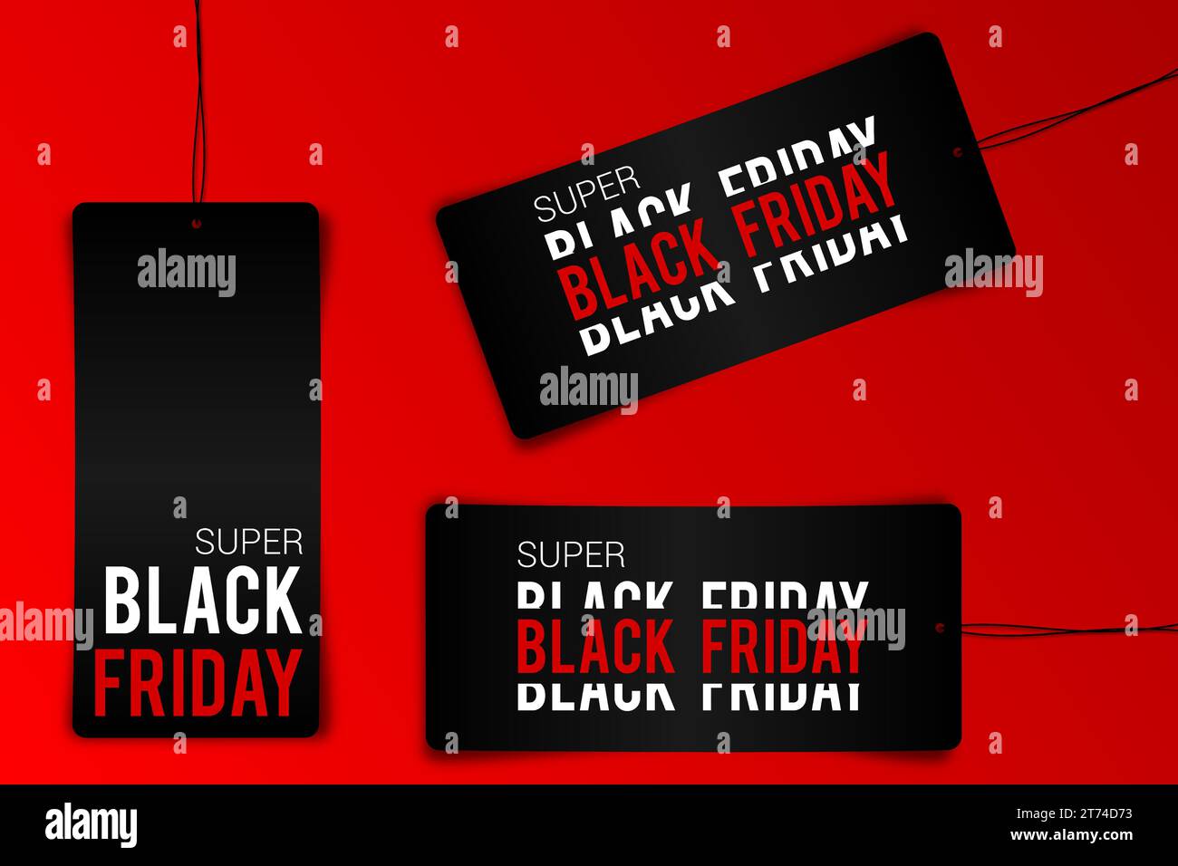 Black friday tag rectangular banner and the rope hanging on transparent ...