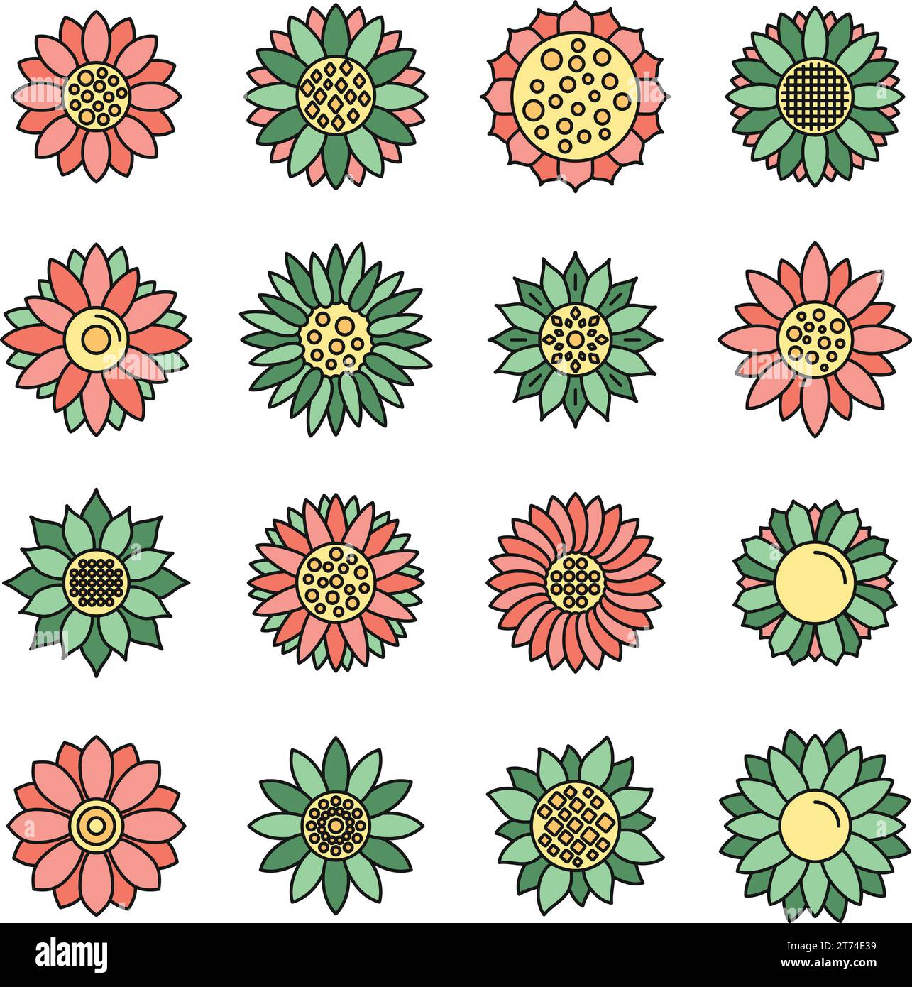 botanical-sunflower-icons-set-outline-set-of-botanical-sunflower