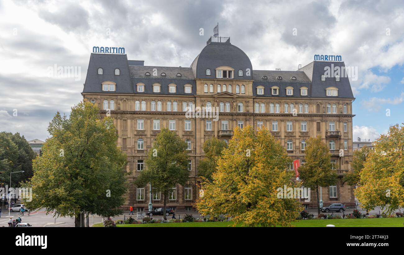 Rosengarten public park in Mannheim on a winter day Stock Photo