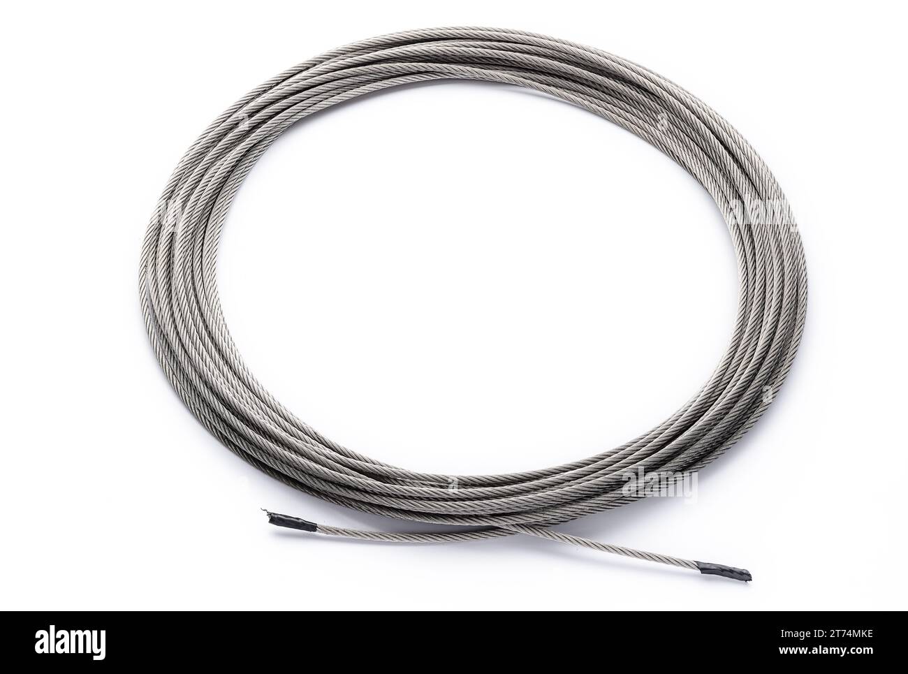 Metal rope technology steel cable isolated on white background Stock ...