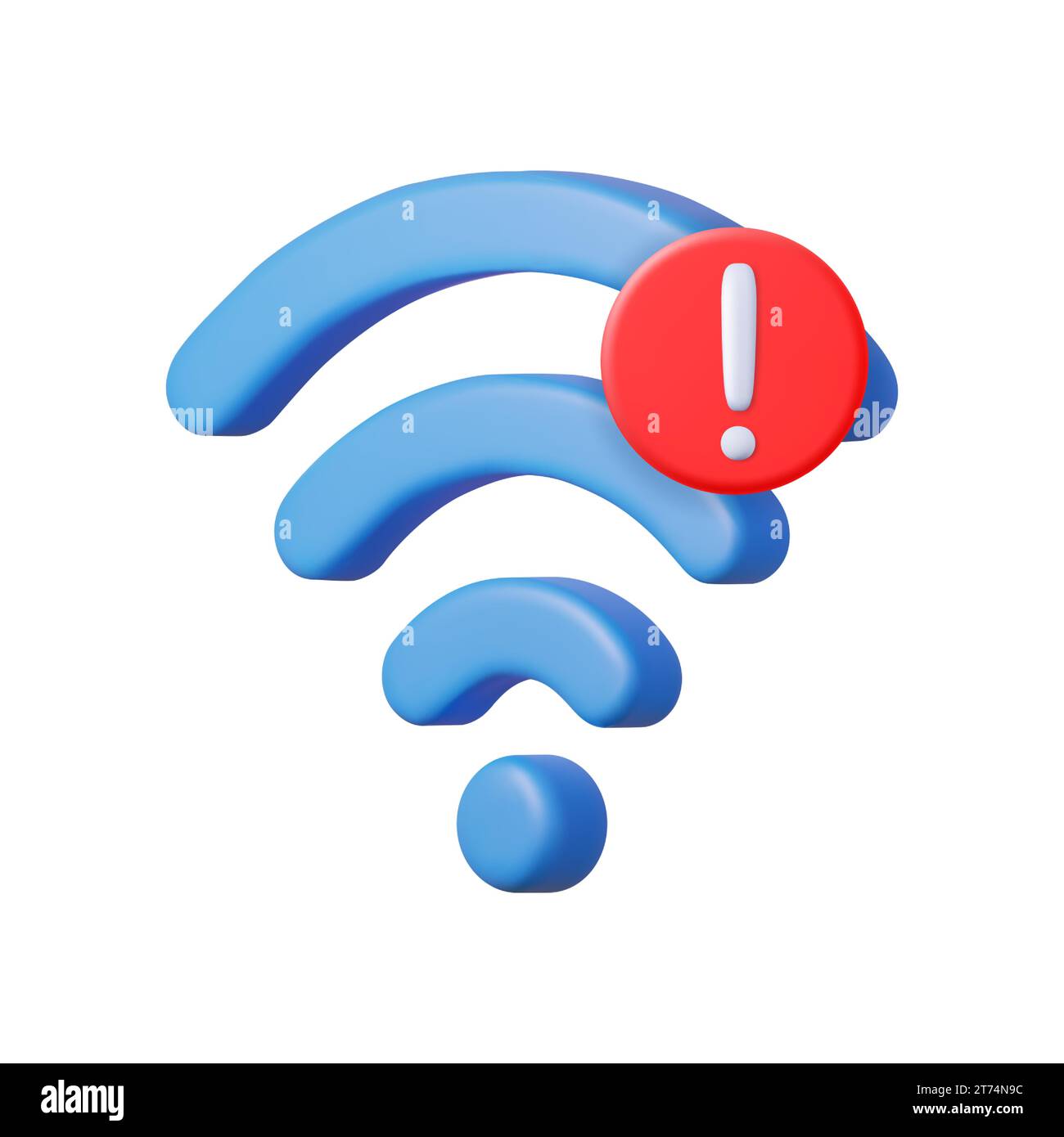 3d WiFi symbol. Disconnect. Problem. Warning sign. error icon