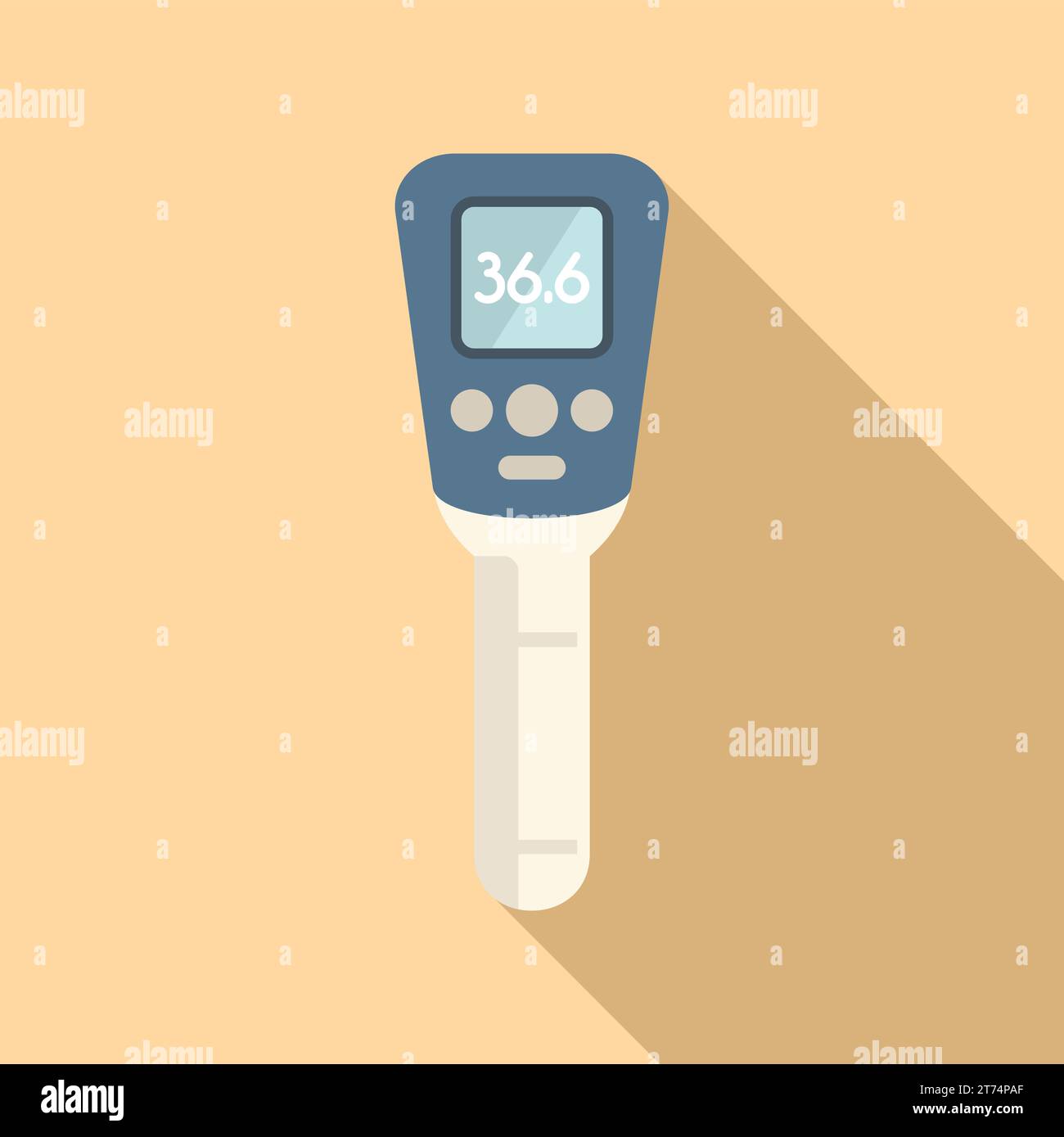 Normal temperature laser thermometer icon flat vector. Scan test care