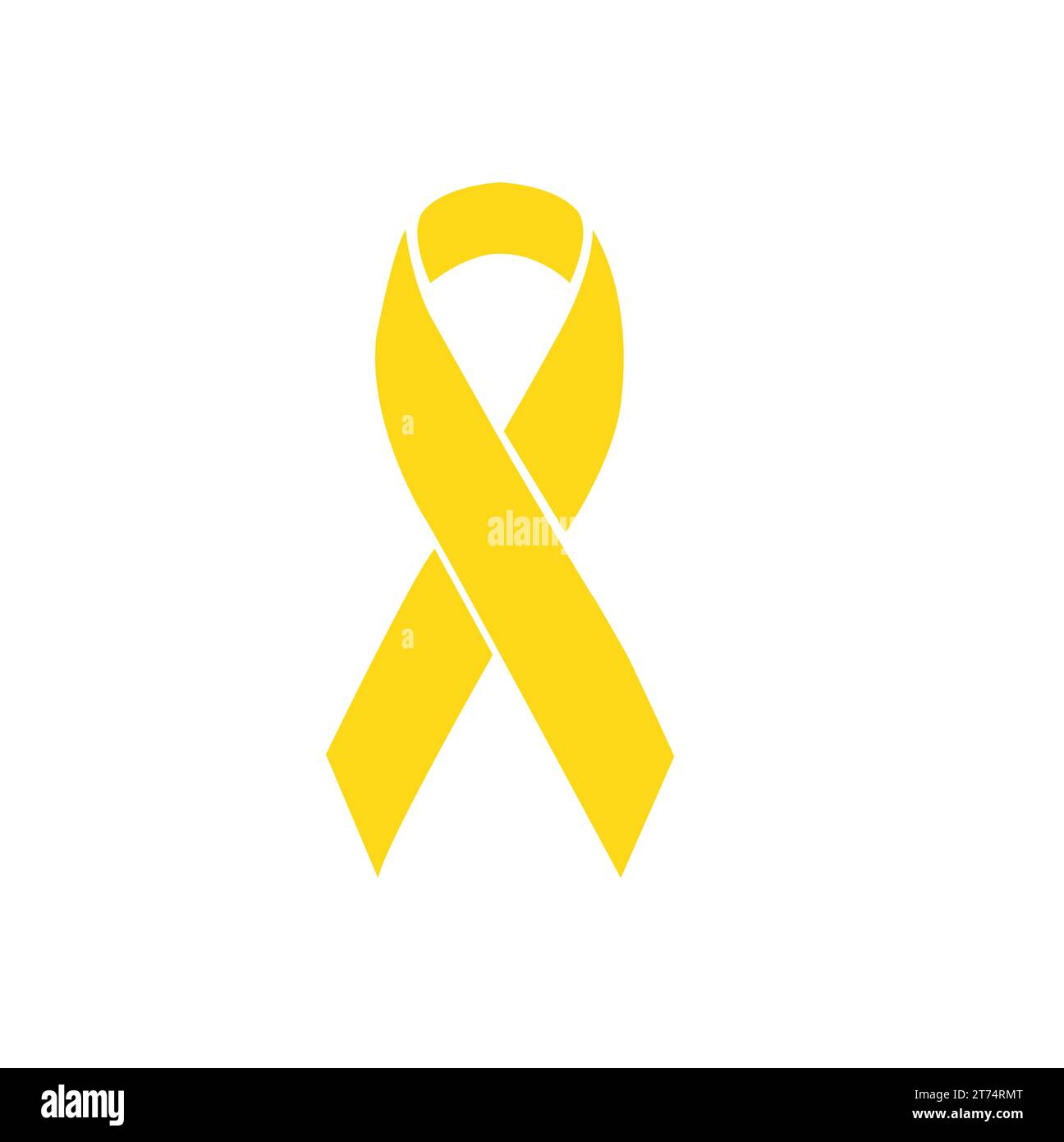 Yellow ribbon of children cancer awareness on a white background with copy space Stock Vector