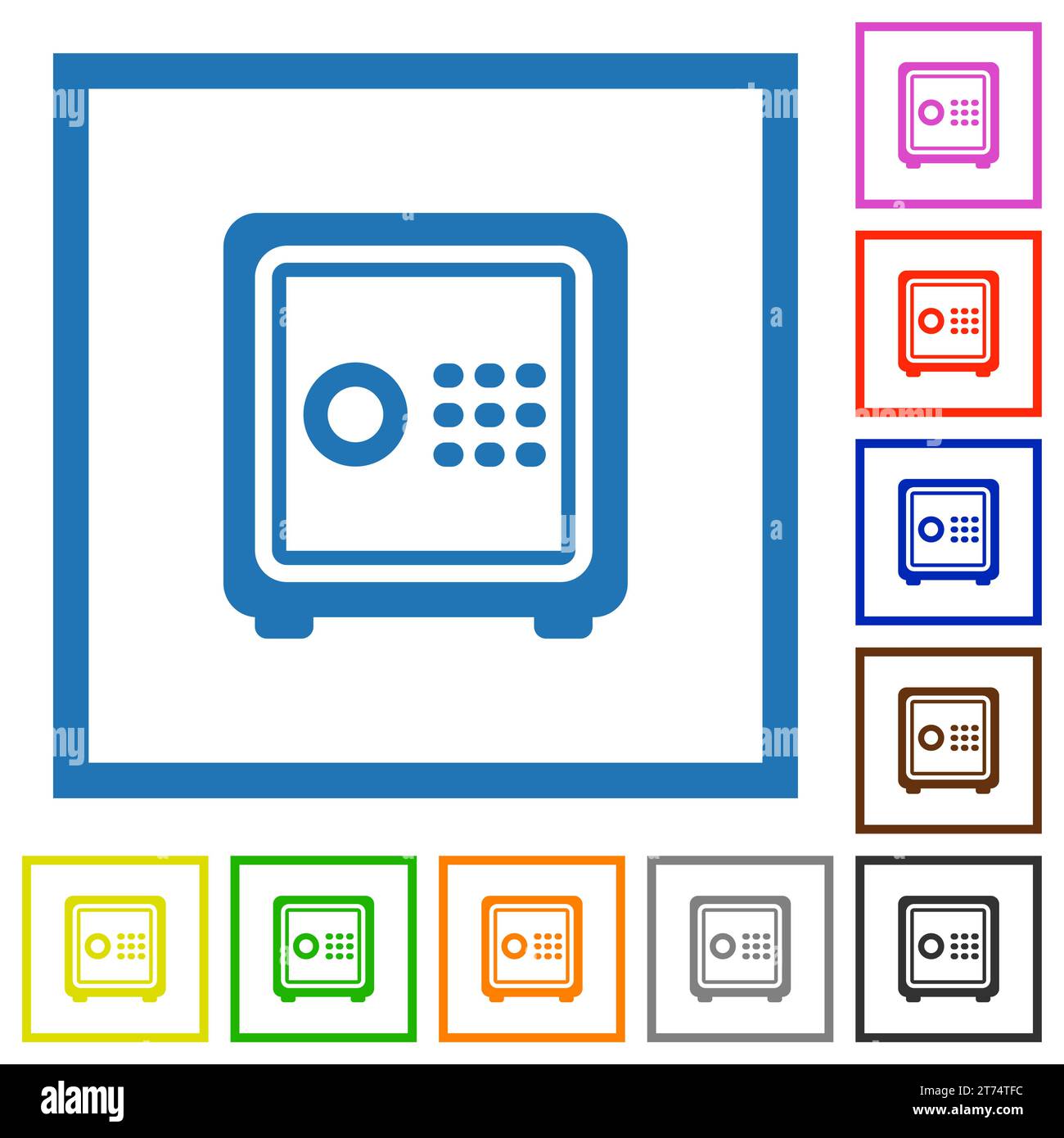 Single strong box outline flat color icons in square frames on white background Stock Vector