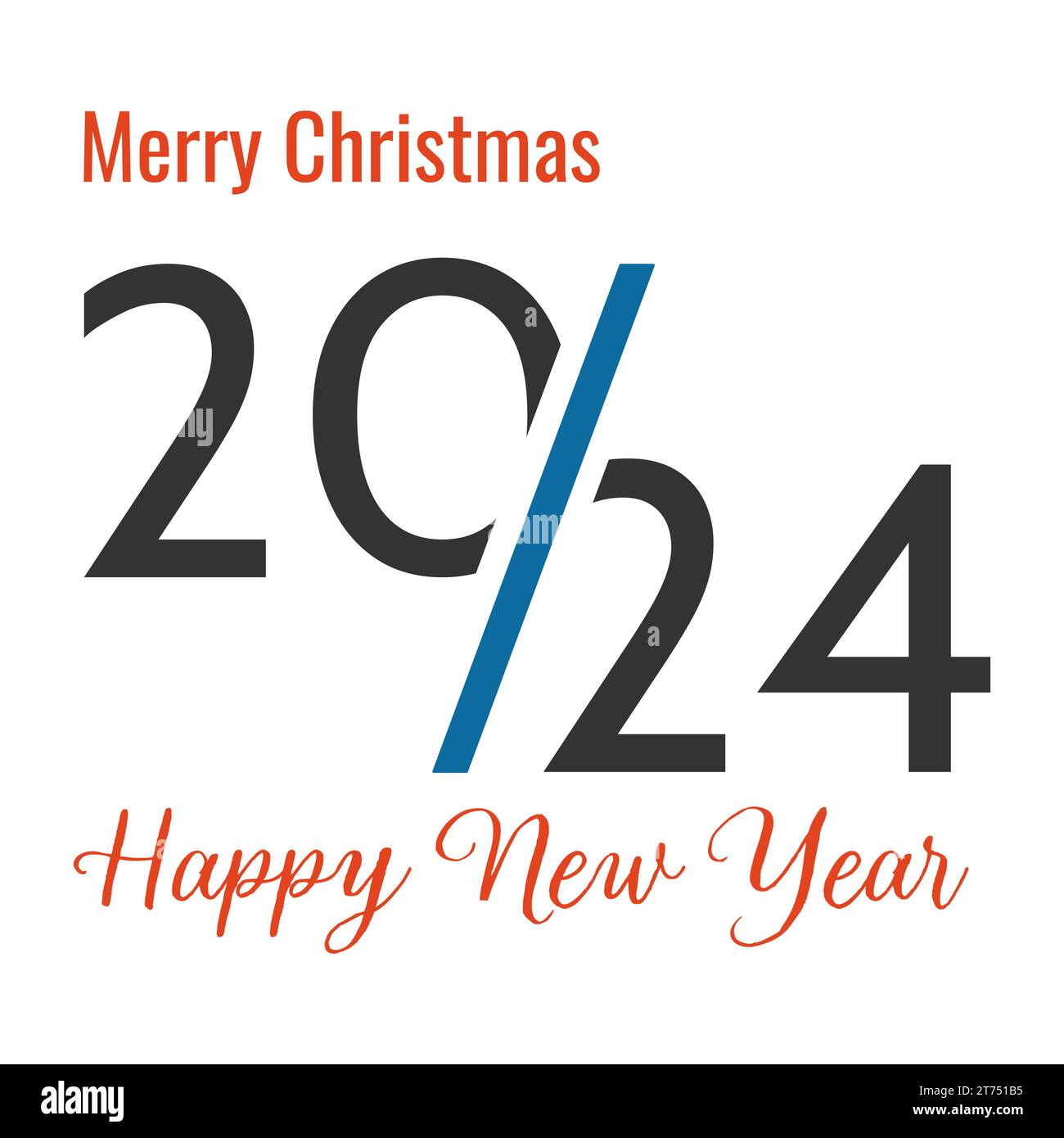 Merry Christmas,Happy New Year 2024 logo design Stock Vector Image