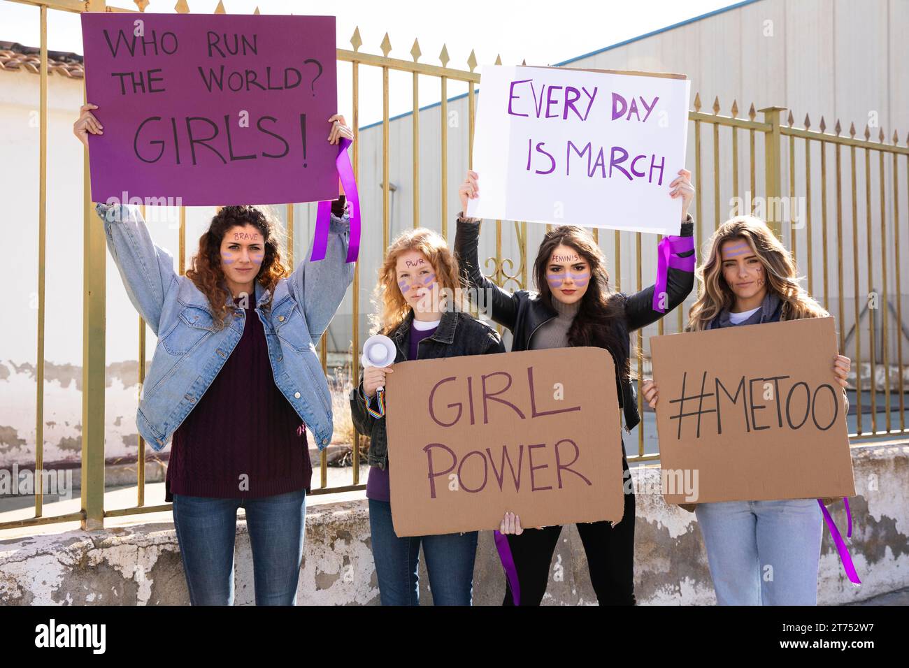 Group women fighting their rights Stock Photo