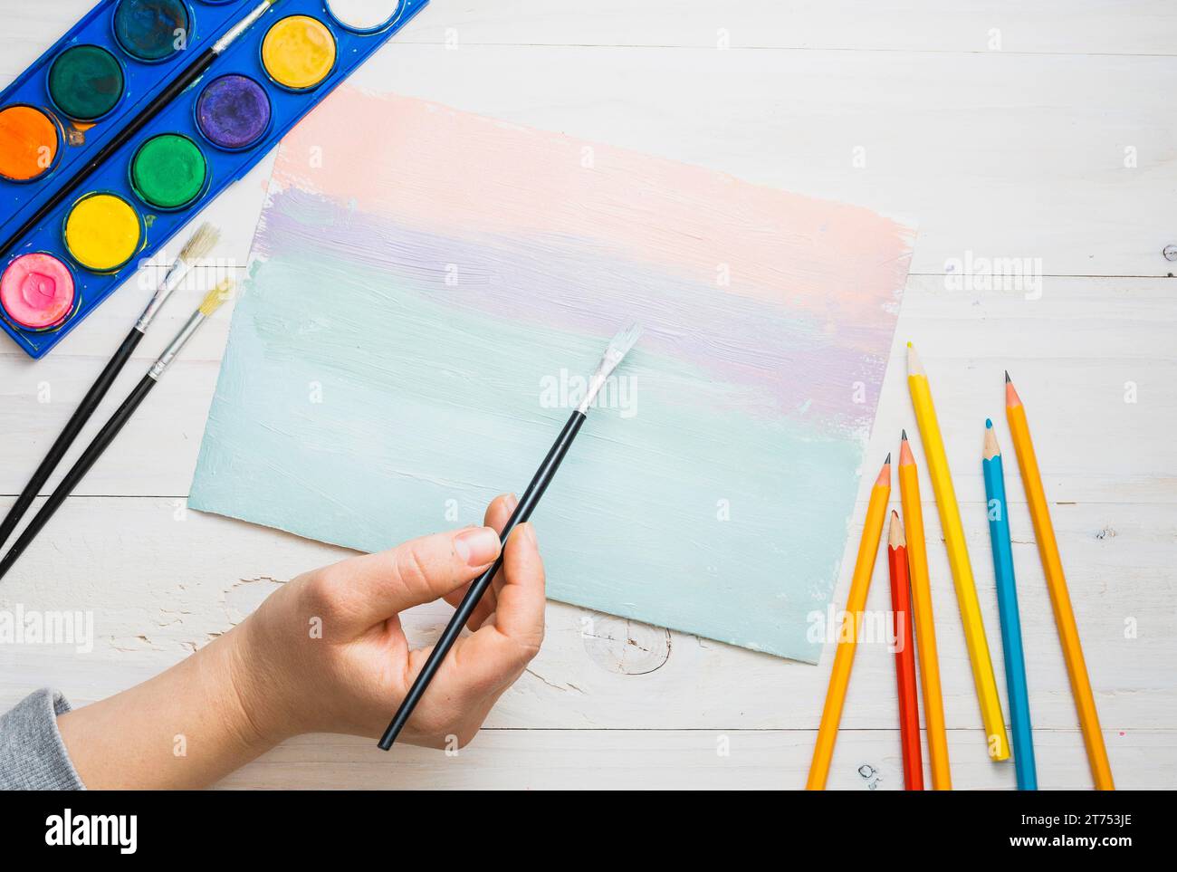 Paint sketchbook desk hi-res stock photography and images - Alamy