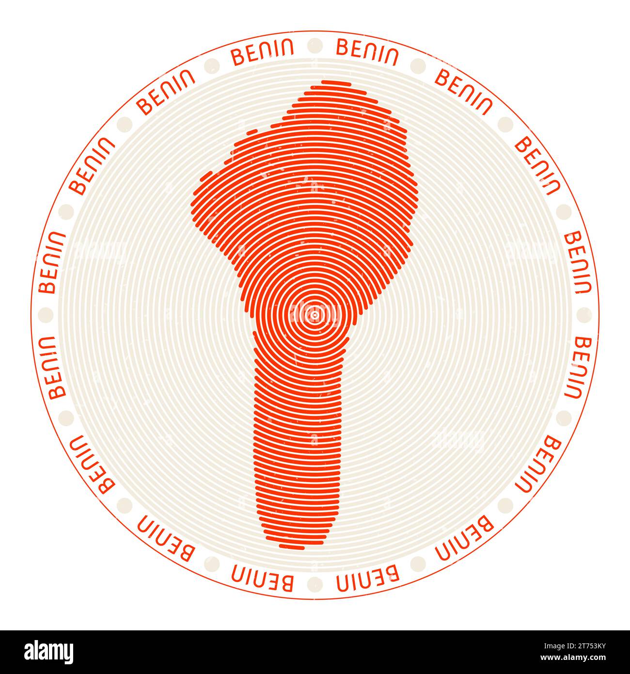 Benin shape radial arcs. Country round icon. Benin logo design poster. Astonishing vector illustration. Stock Vector