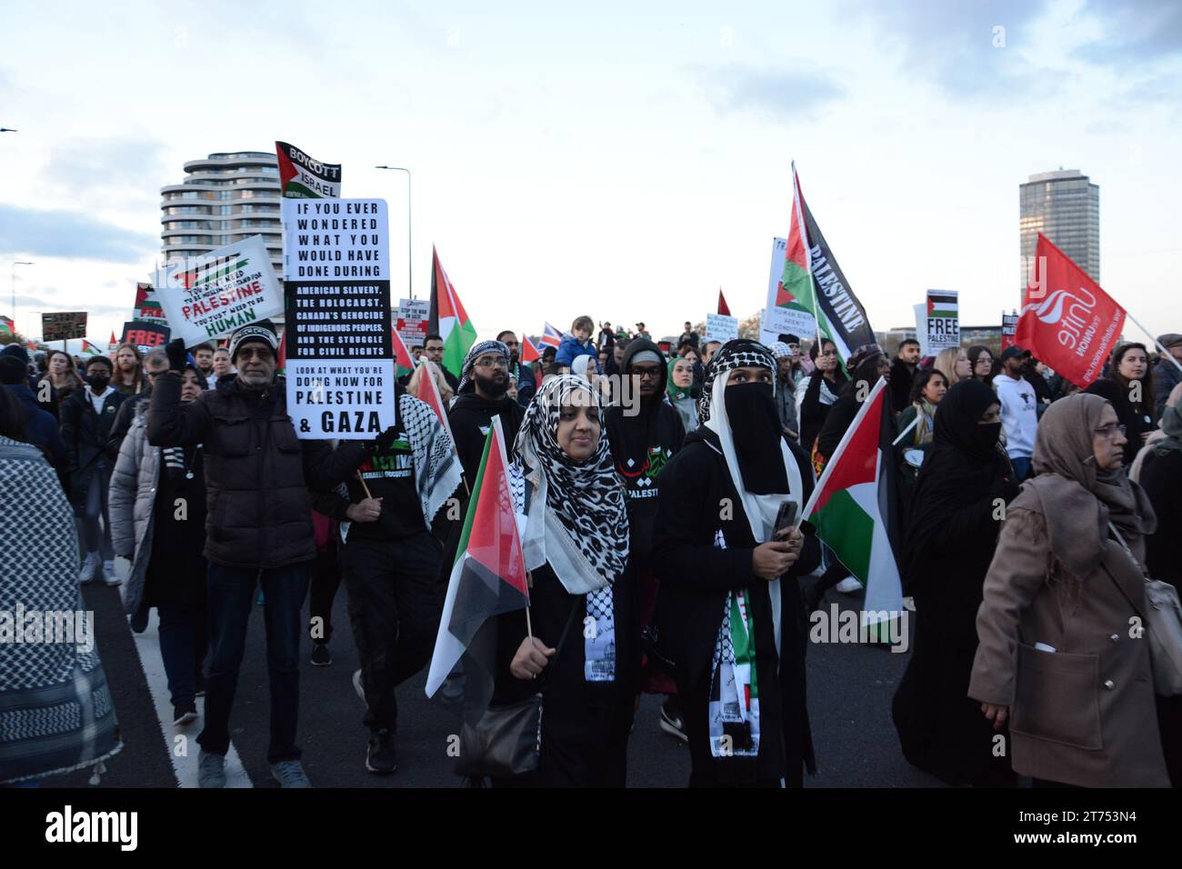 The Ceasefire March in London on Armistice Day 11th November 2023 Stock