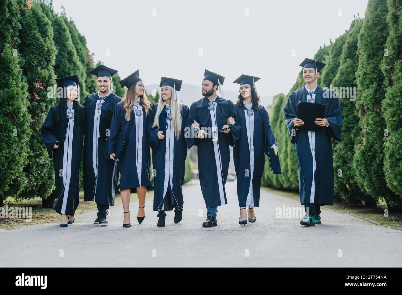 Joyful Graduates Celebrating Achievements Together in Park Stock Photo ...